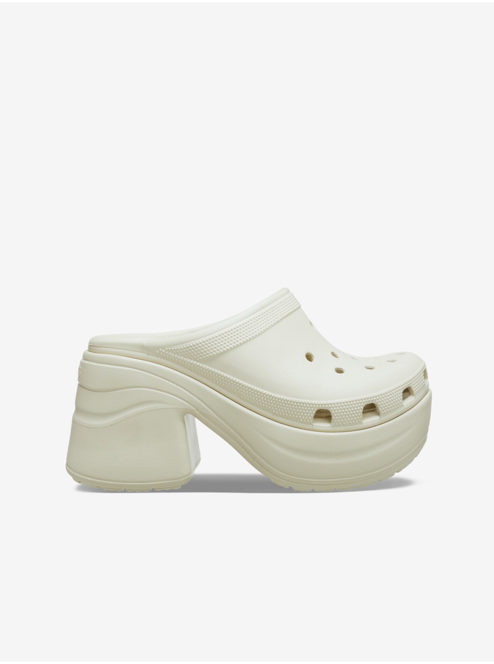 Krémové dámské pantofle na podpatku Crocs Siren Clog