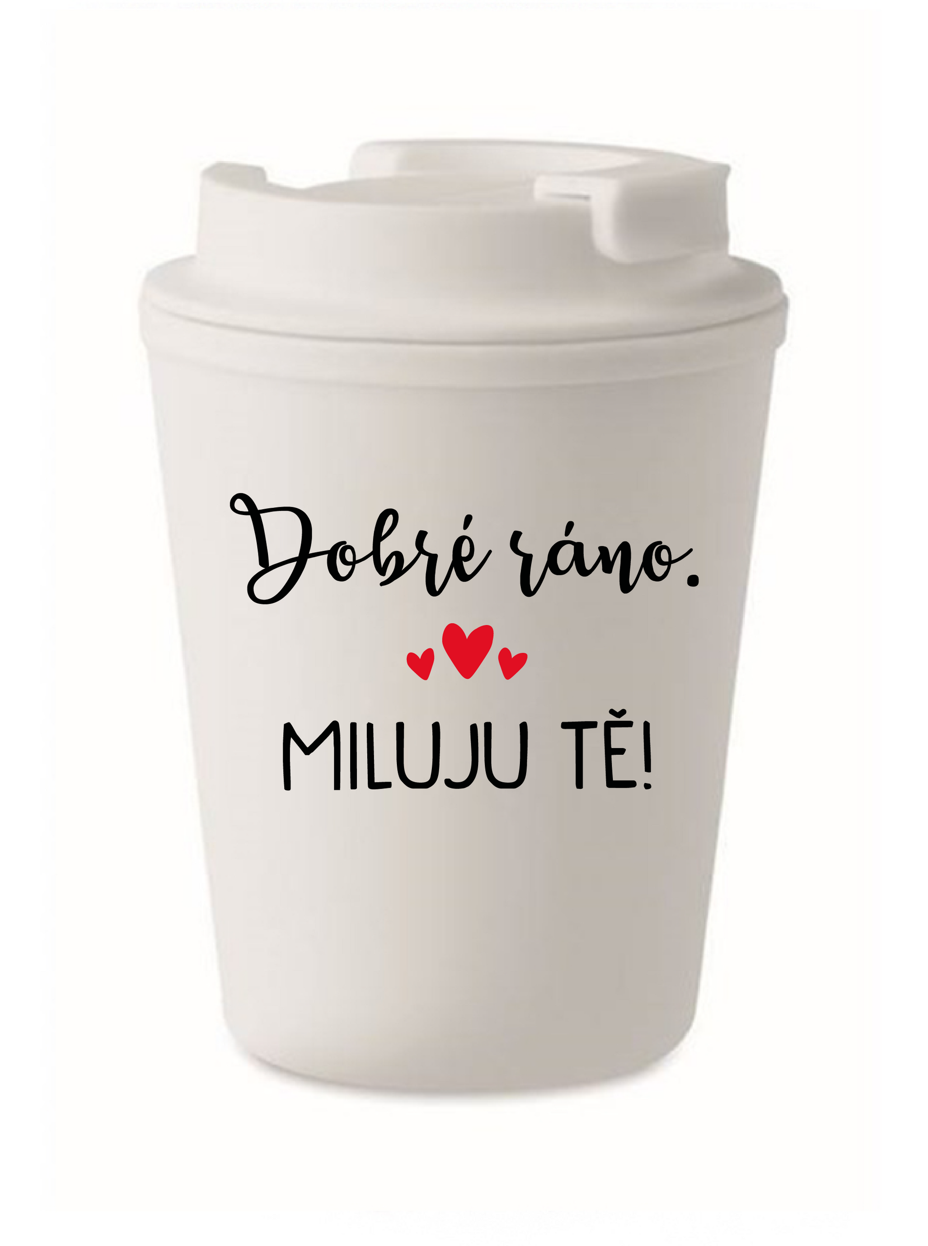 Levně DOBRÉ RÁNO. MILUJU TĚ! - bílý termohrnek 300 ml