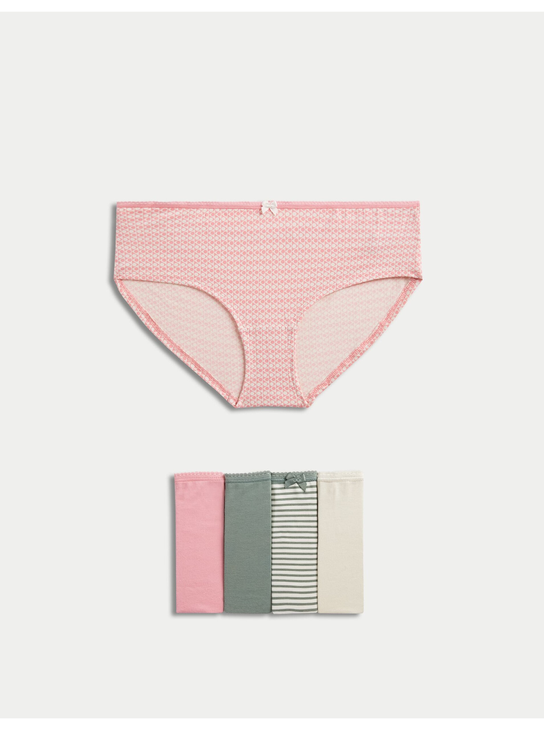 Levně Balení 5 ks šortkových kalhotek se sníženým pasem, ze směsi bavlny a materiálu Lycra™ Marks & Spencer růžová