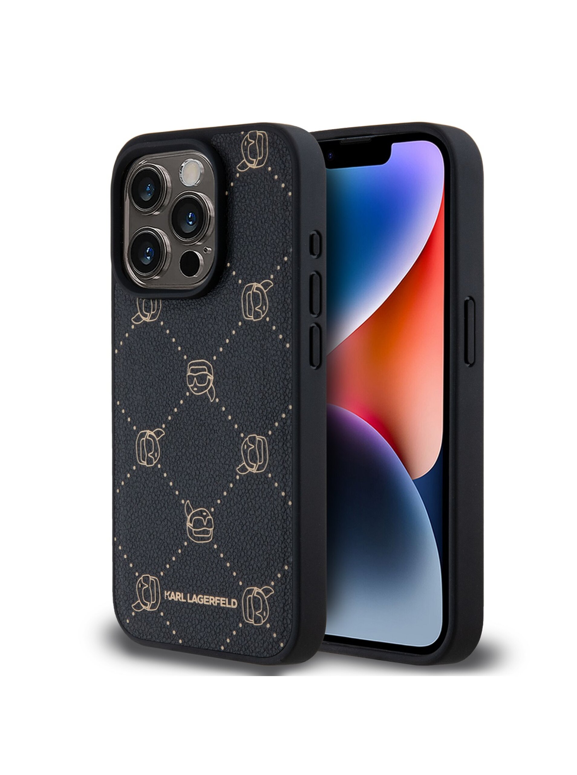 Levně PU Karl Heads Pattern Magsafe Zadní Kryt pro iPhone 15 Pro Black Karl Lagerfeld