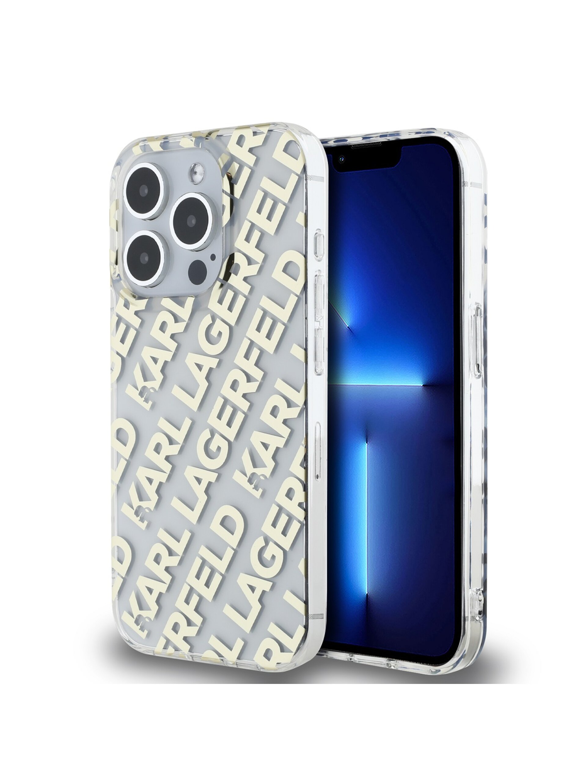 Levně Karl Lagerfeld IML Electroplated Repeated Logo Zadní Kryt pro iPhone 15 Pro Gold