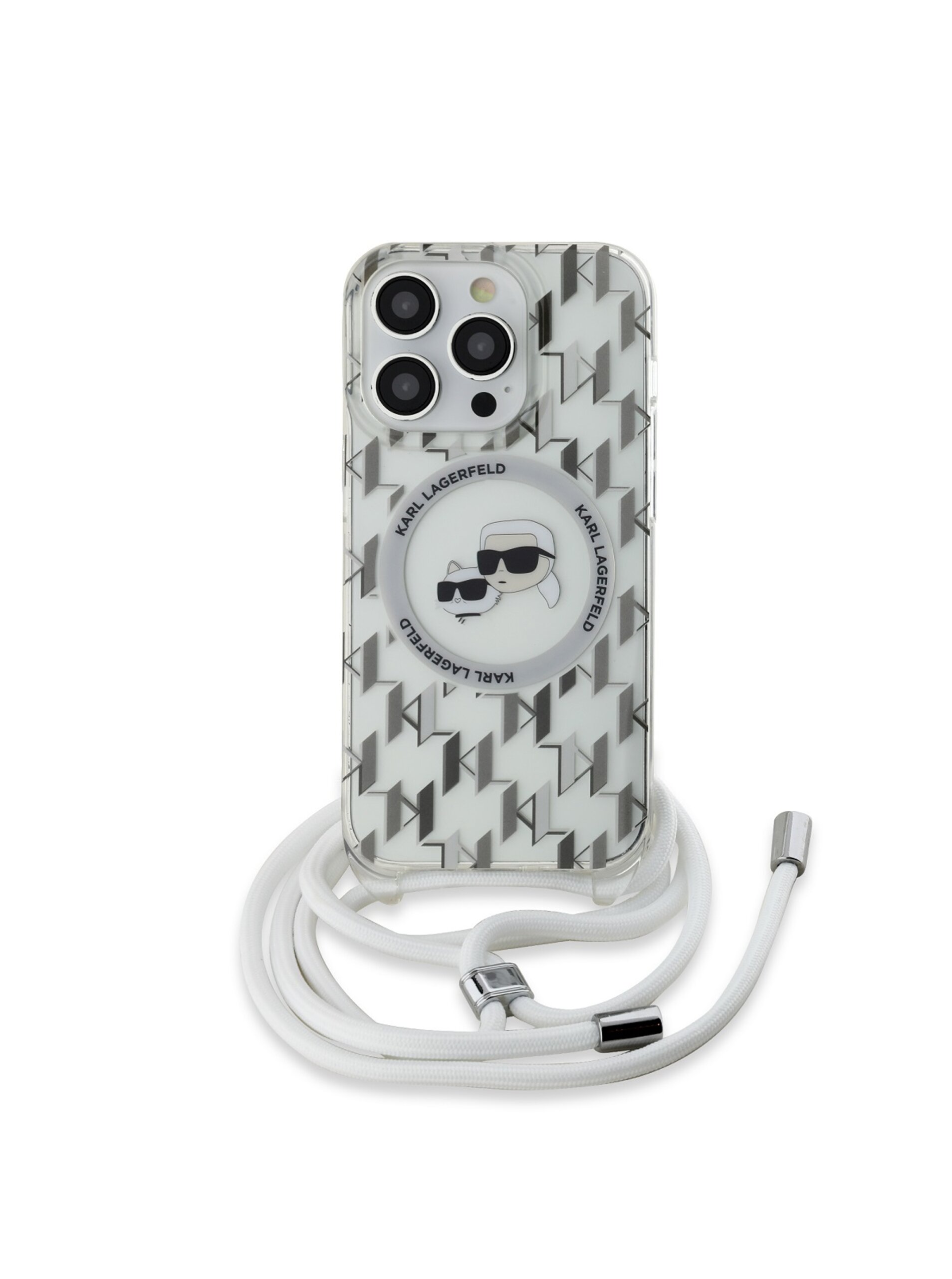 Levně Karl Lagerfeld IML Monogram Crossbody K&CH Heads MagSafe Zadní Kryt pro iPhone 13 Pro Max Transparent