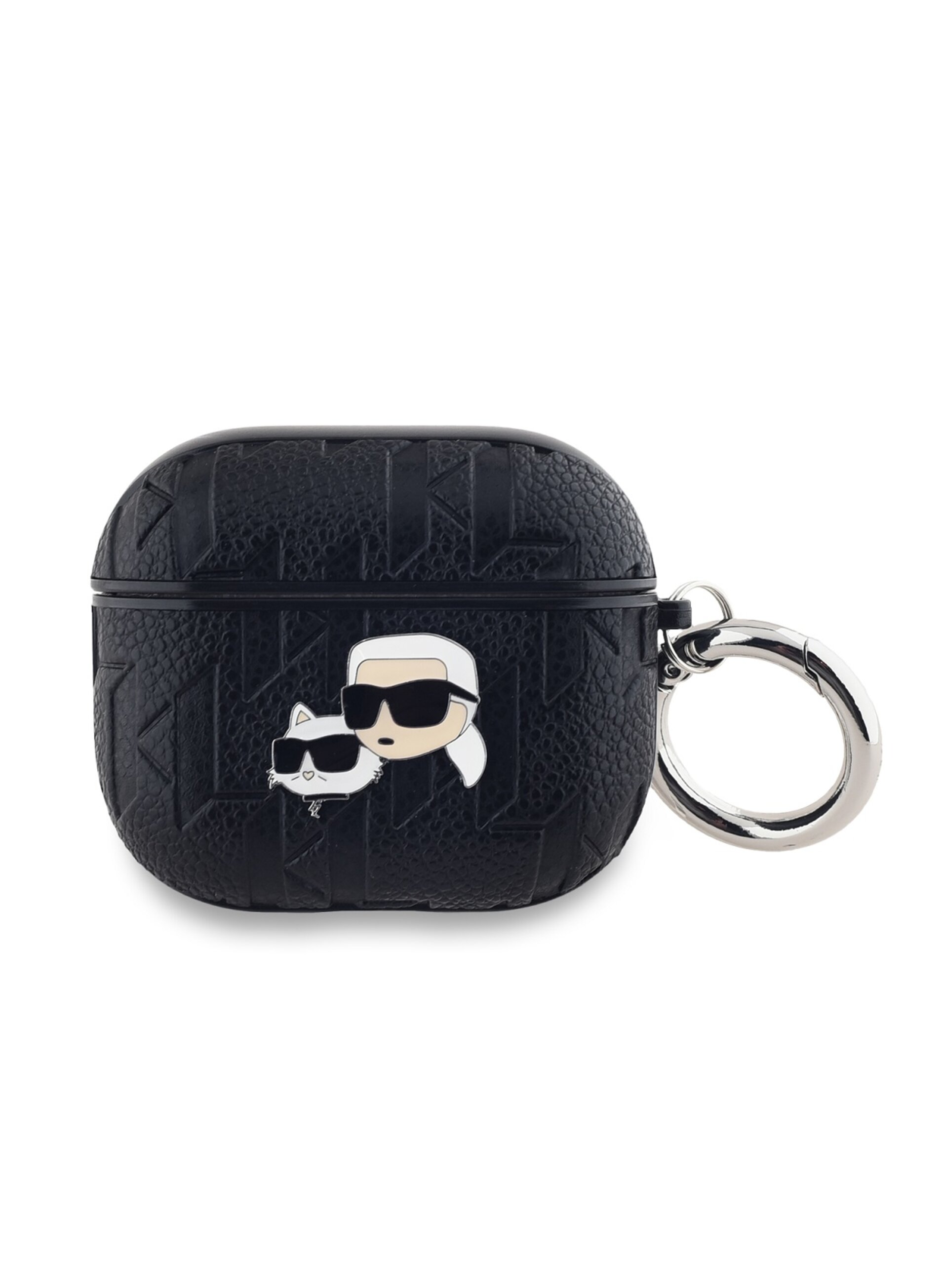 Levně Karl Lagerfeld PU Embossed Karl and Choupette Heads Pouzdro pro AirPods 3 Black