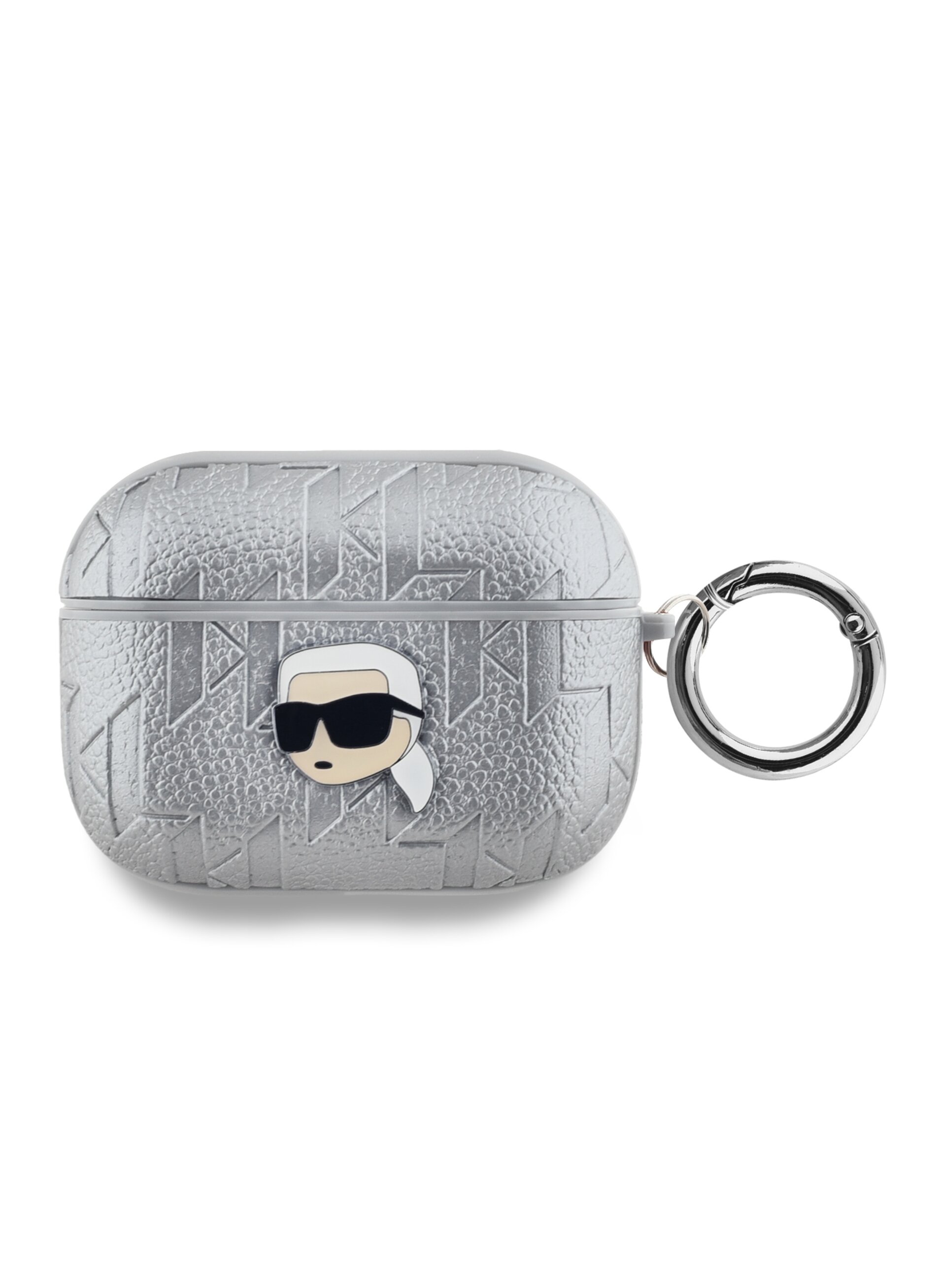 Levně Karl Lagerfeld PU Embossed Karl Head Pouzdro pro AirPods Pro Silver