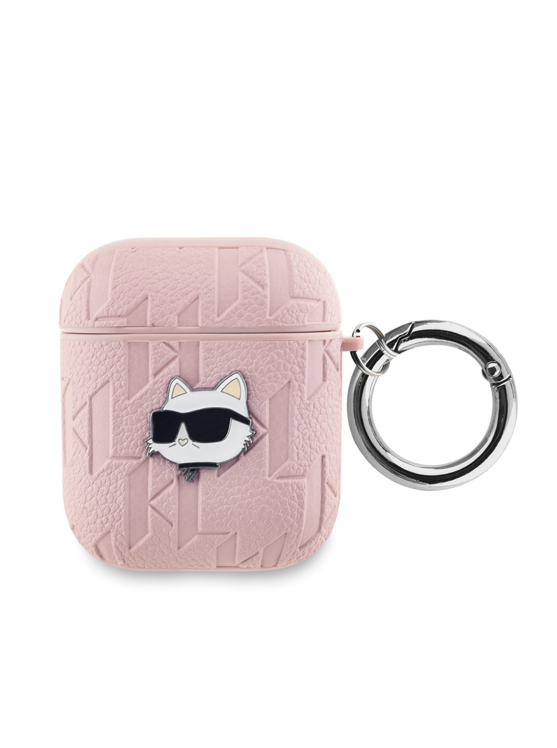 PU Embossed Choupette Head Pouzdro pro AirPods 1/2 Pink Karl Lagerfeld