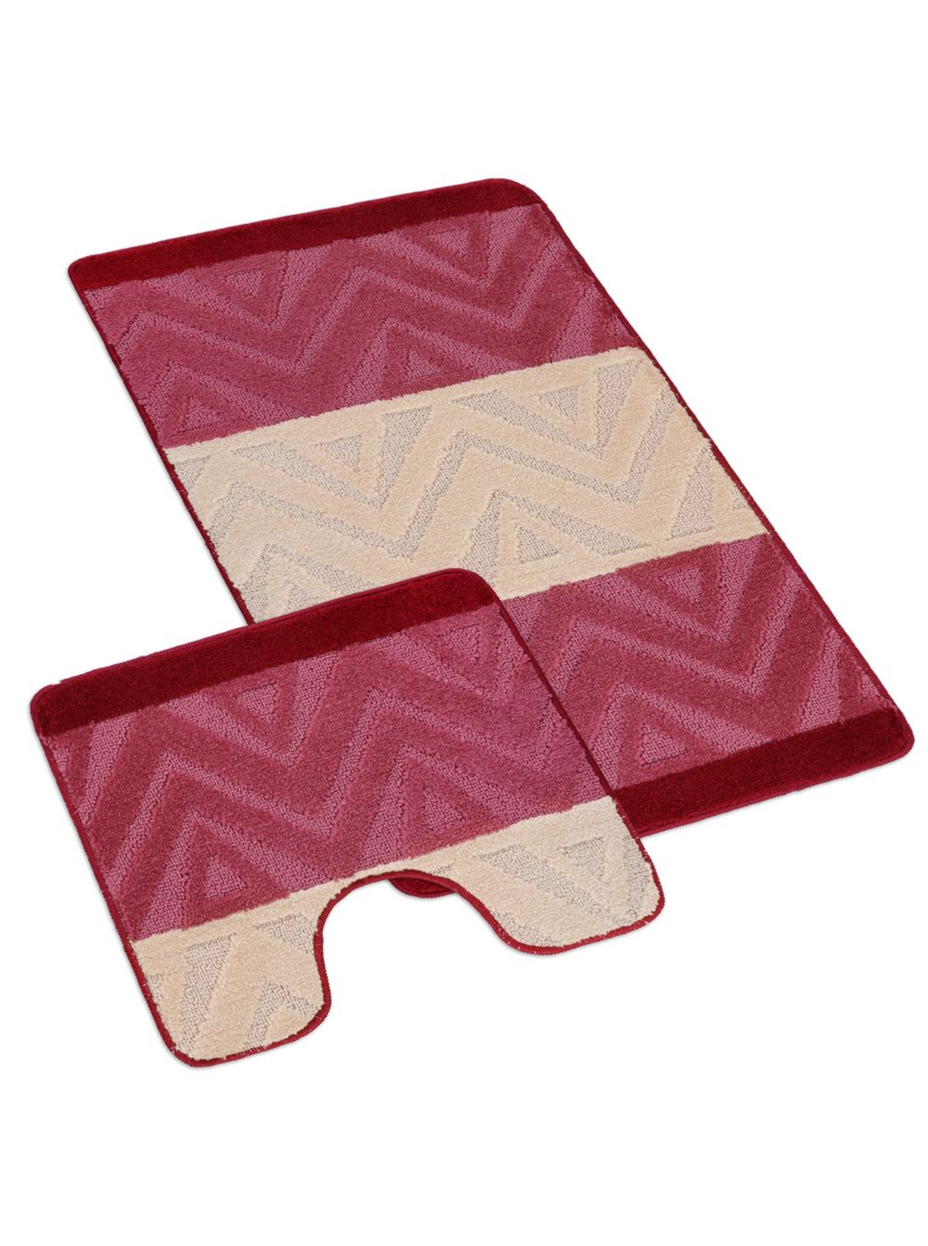 Lacno Kúpeľňová a WC predložka chevron burgundy Bellatex