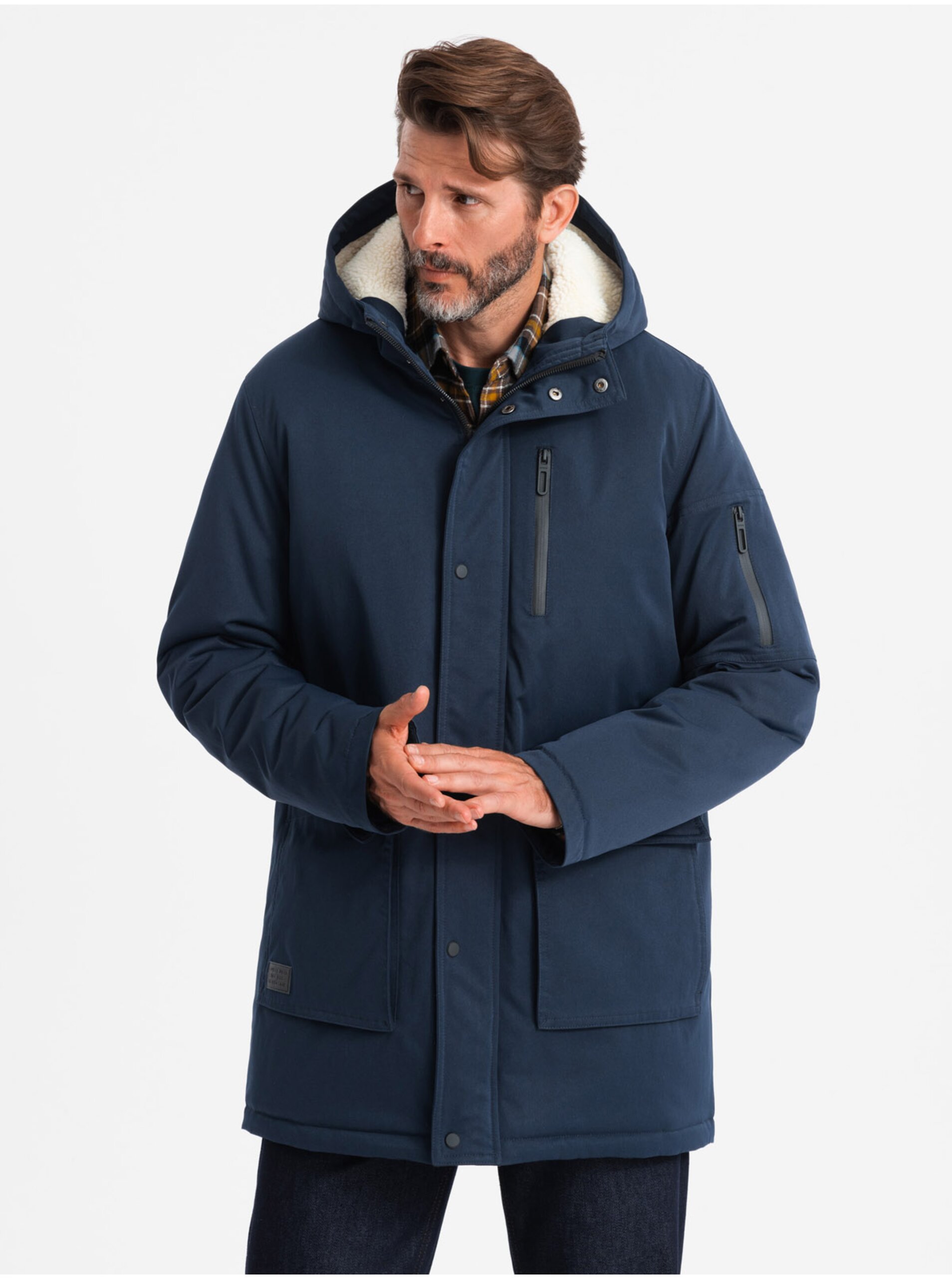 Pánská dlouhá bunda parka Ombre Clothing