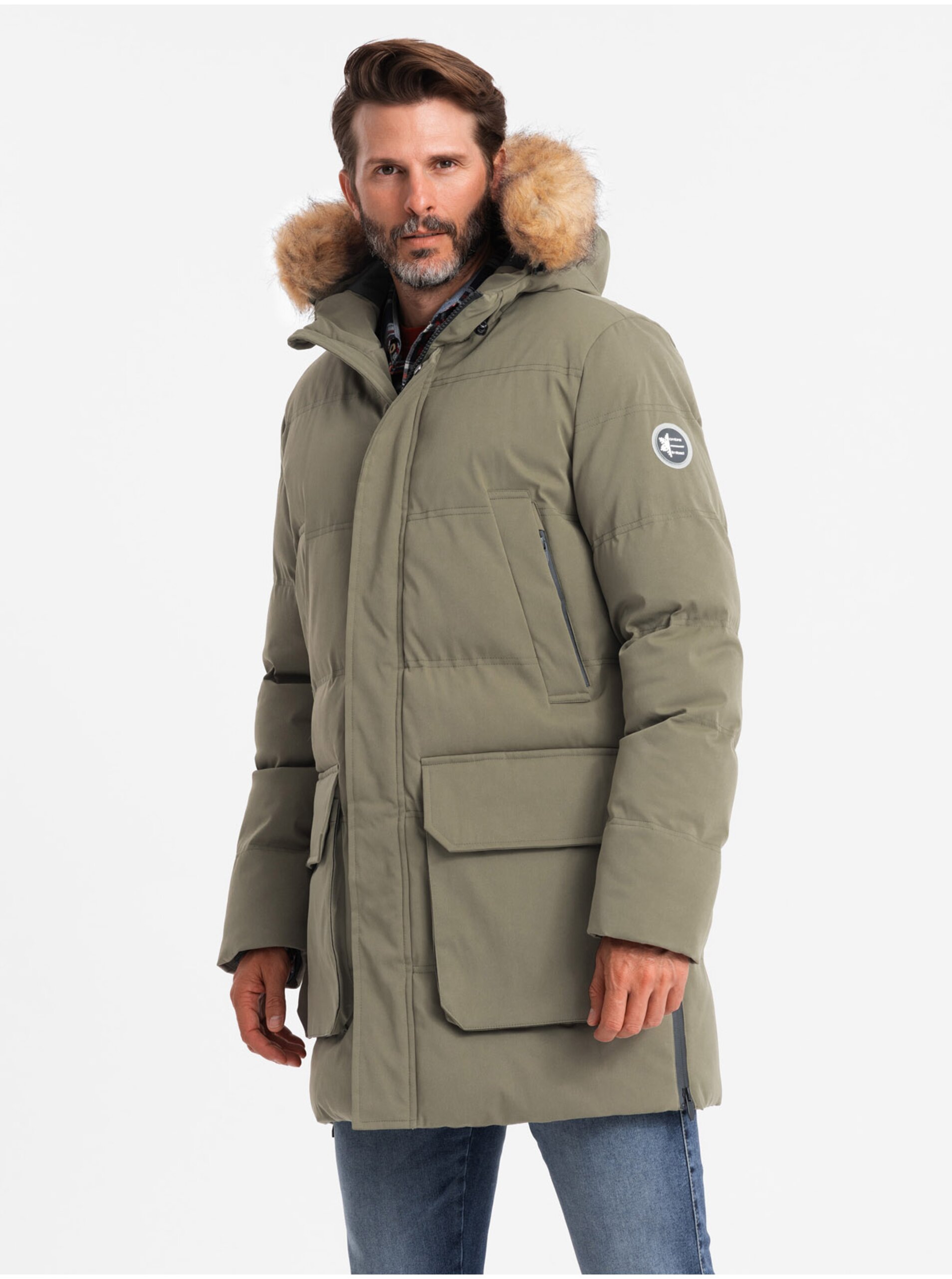Pánská dlouhá bunda parka Ombre Clothing