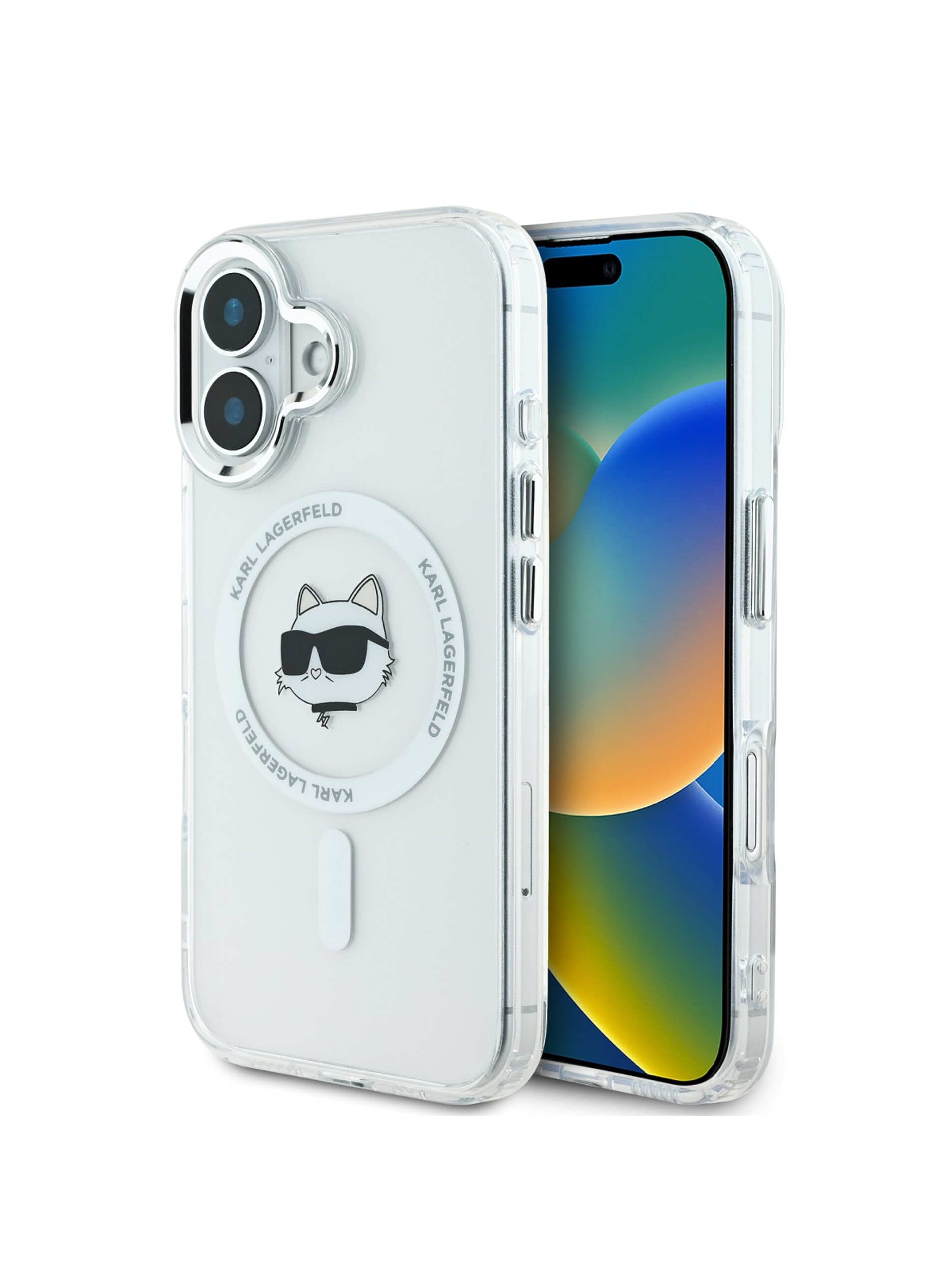 Levně Karl Lagerfeld IML Choupette Head Metal Frame MagSafe Zadní Kryt pro iPhone 16 Transparent