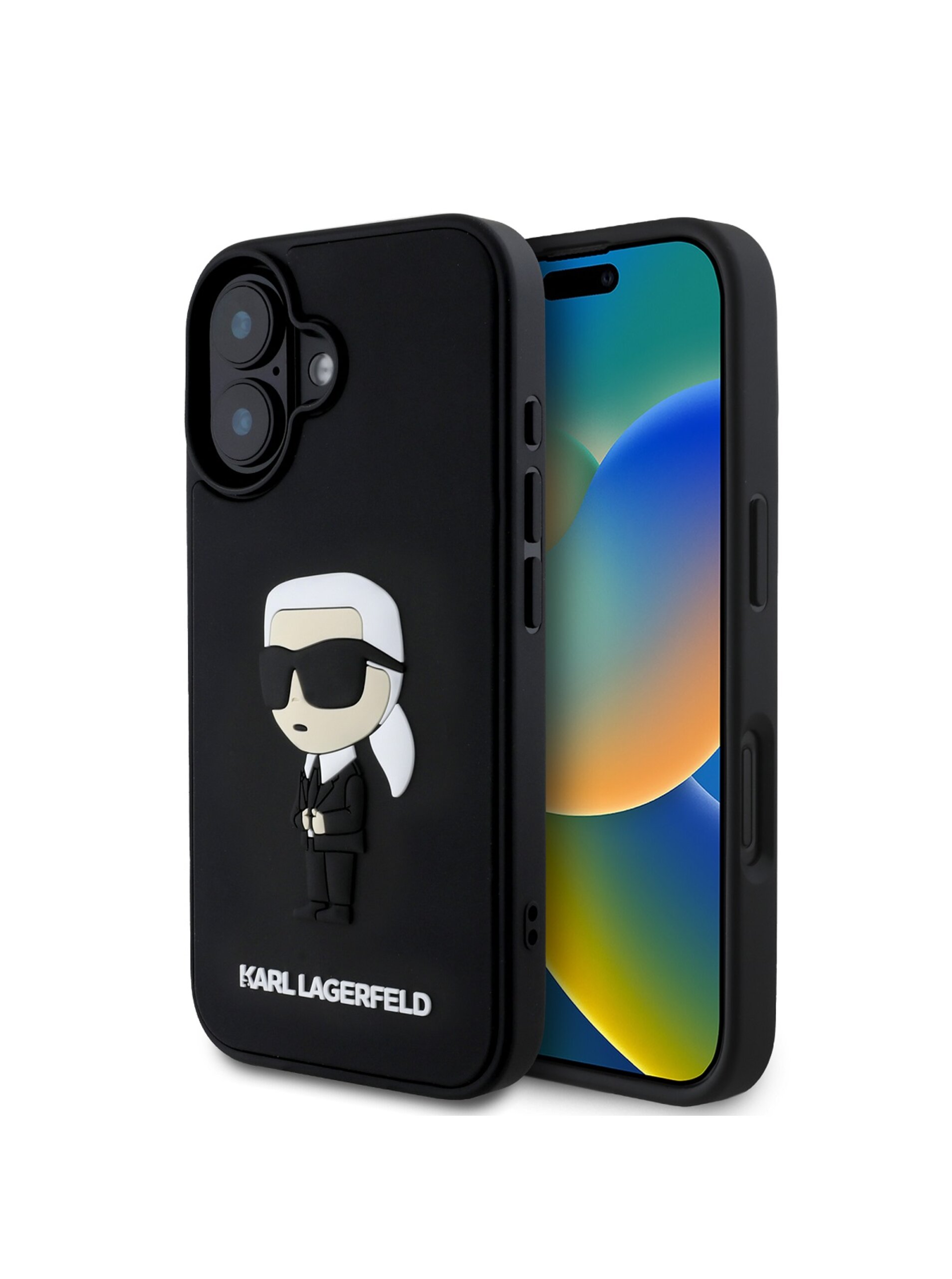 Lacno Karl Lagerfeld 3D Rubber Ikonik Zadný Kryt pre iPhone 16 Black