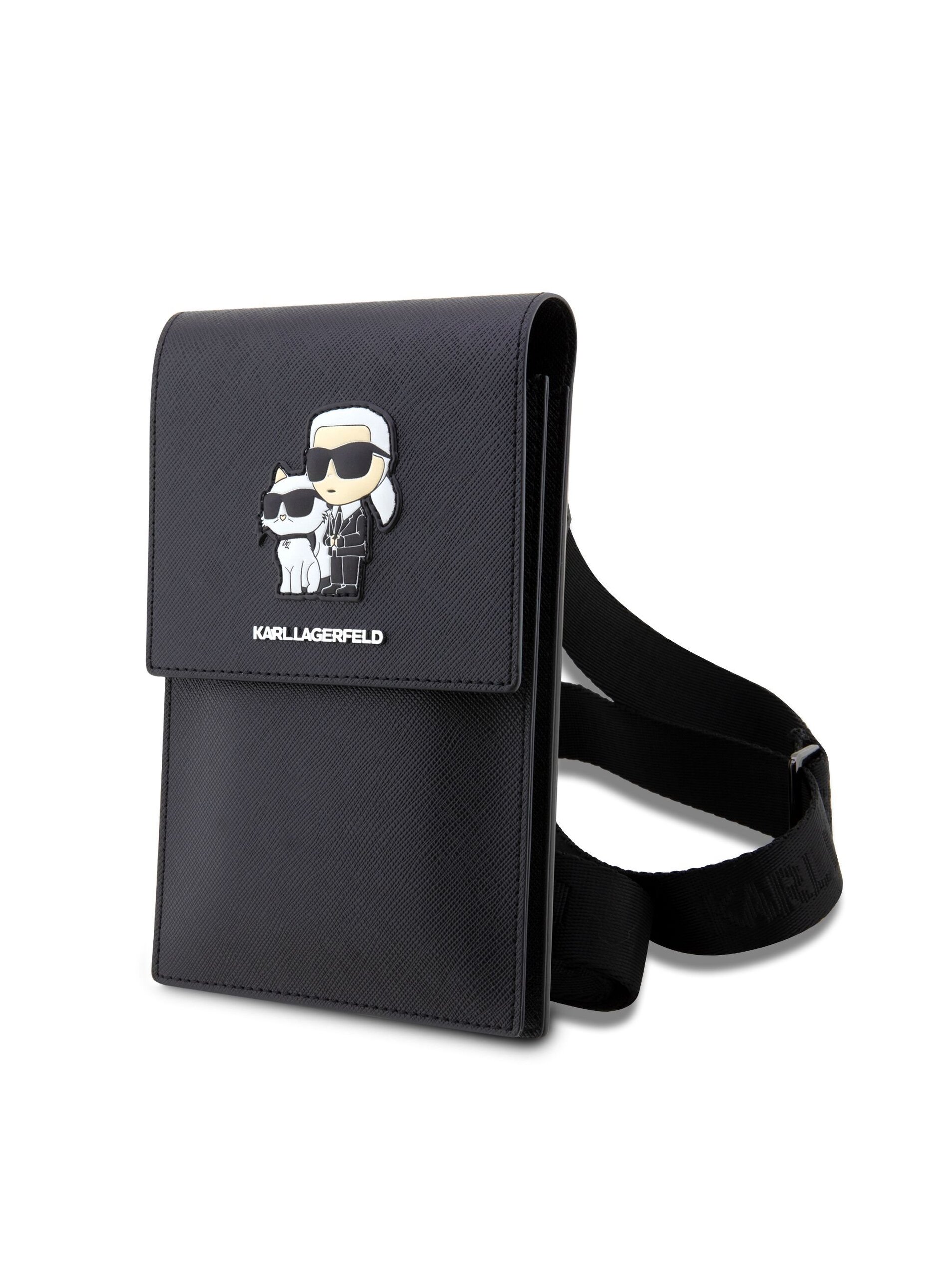 Karl Lagerfeld Saffiano Metal Logo NFT Taška na Telefón Black