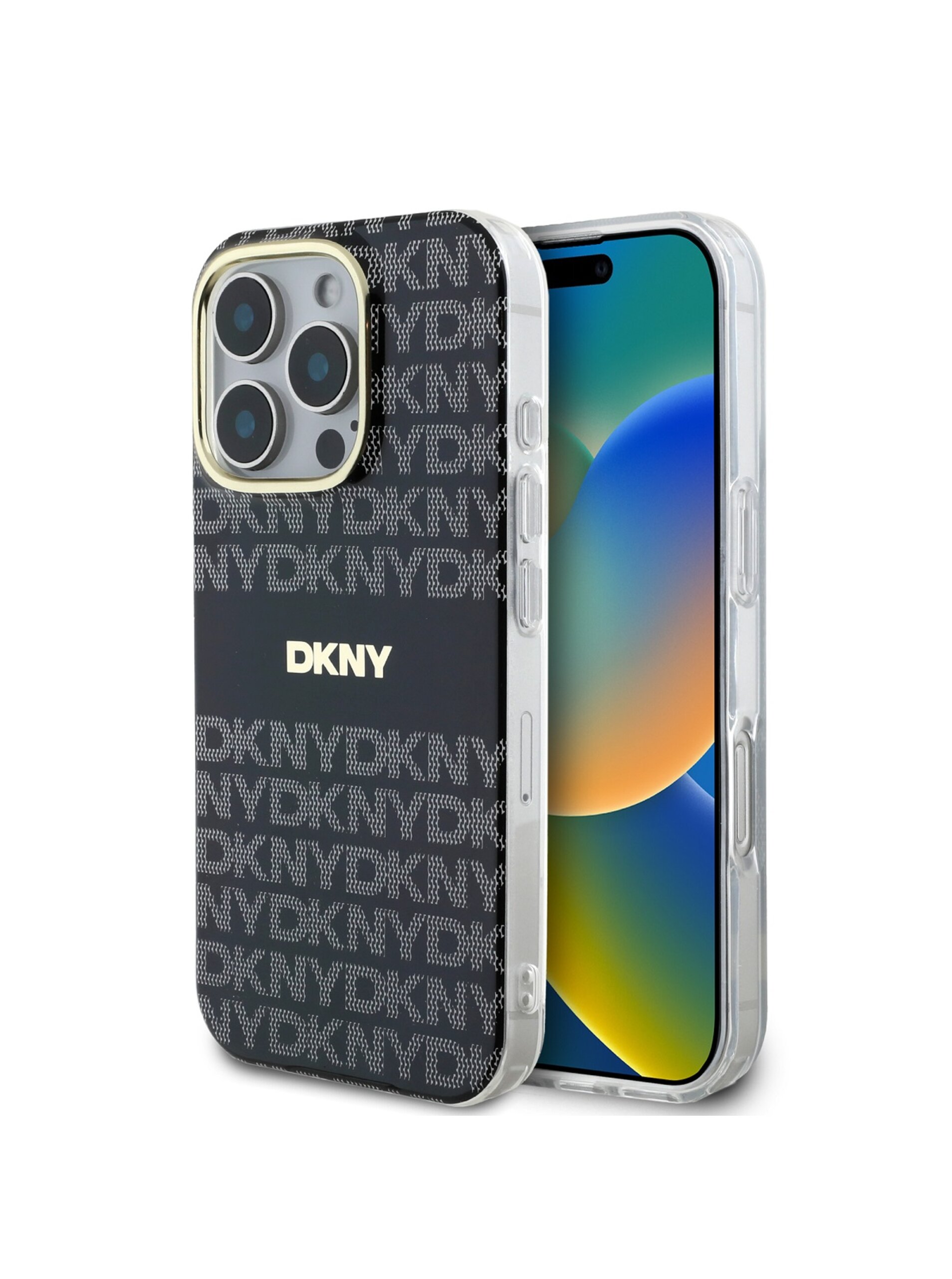 Lacno DKNY PC/TPU Repeat Pattern Tonal Stripe Magsafe Zadný Kryt pre iPhone 16 Pro Black