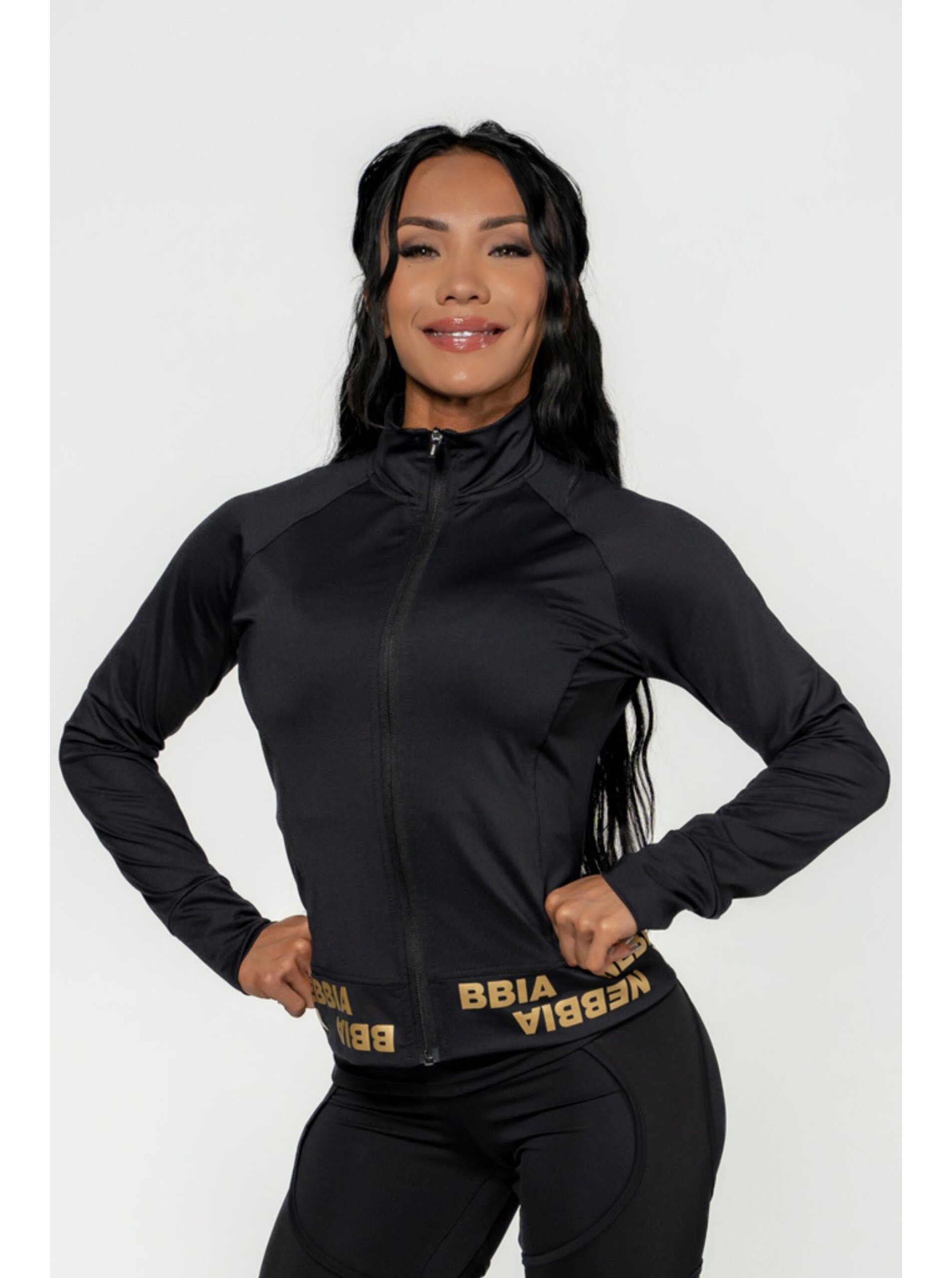 NEBBIA Dámská mikina na zip INTENSE Warm-Up 833 Gold Nebbia