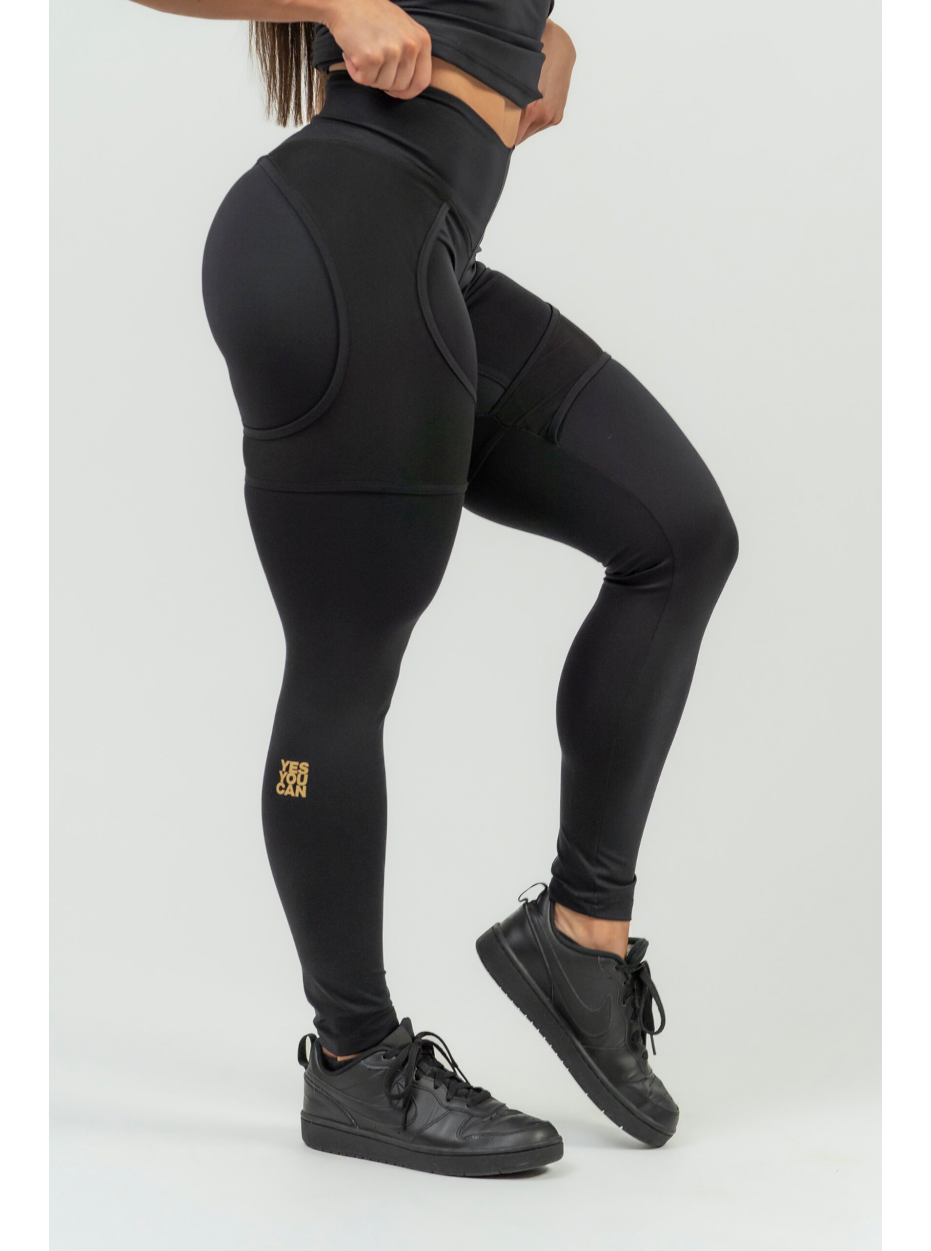 NEBBIA Dámské sportovní legíny se síťkou INTENSE Mesh 838 Gold Nebbia