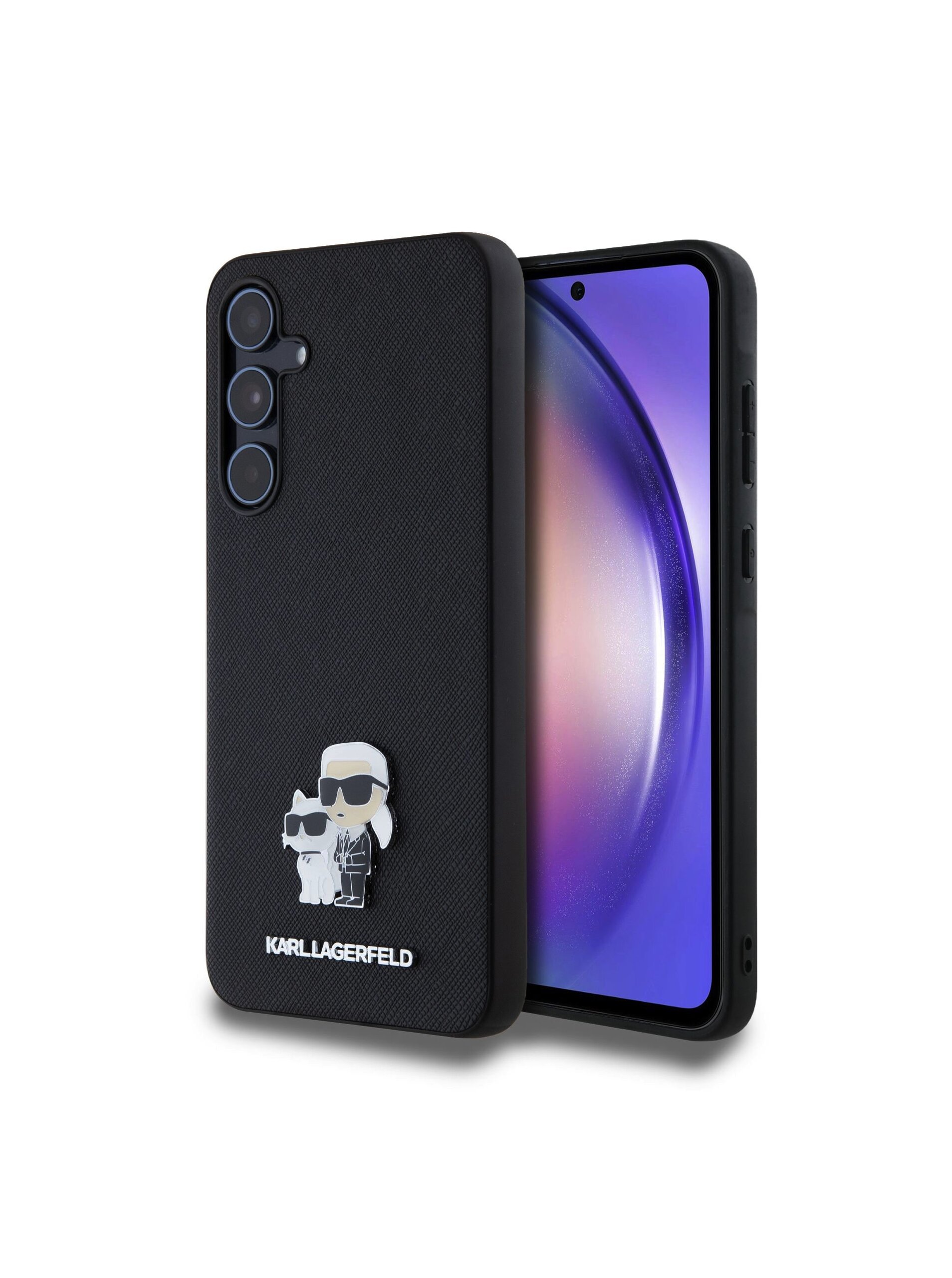 Levně Karl Lagerfeld PU Saffiano Metal Karl and Choupette Zadní Kryt pro Samsung Galaxy A55 5G Black