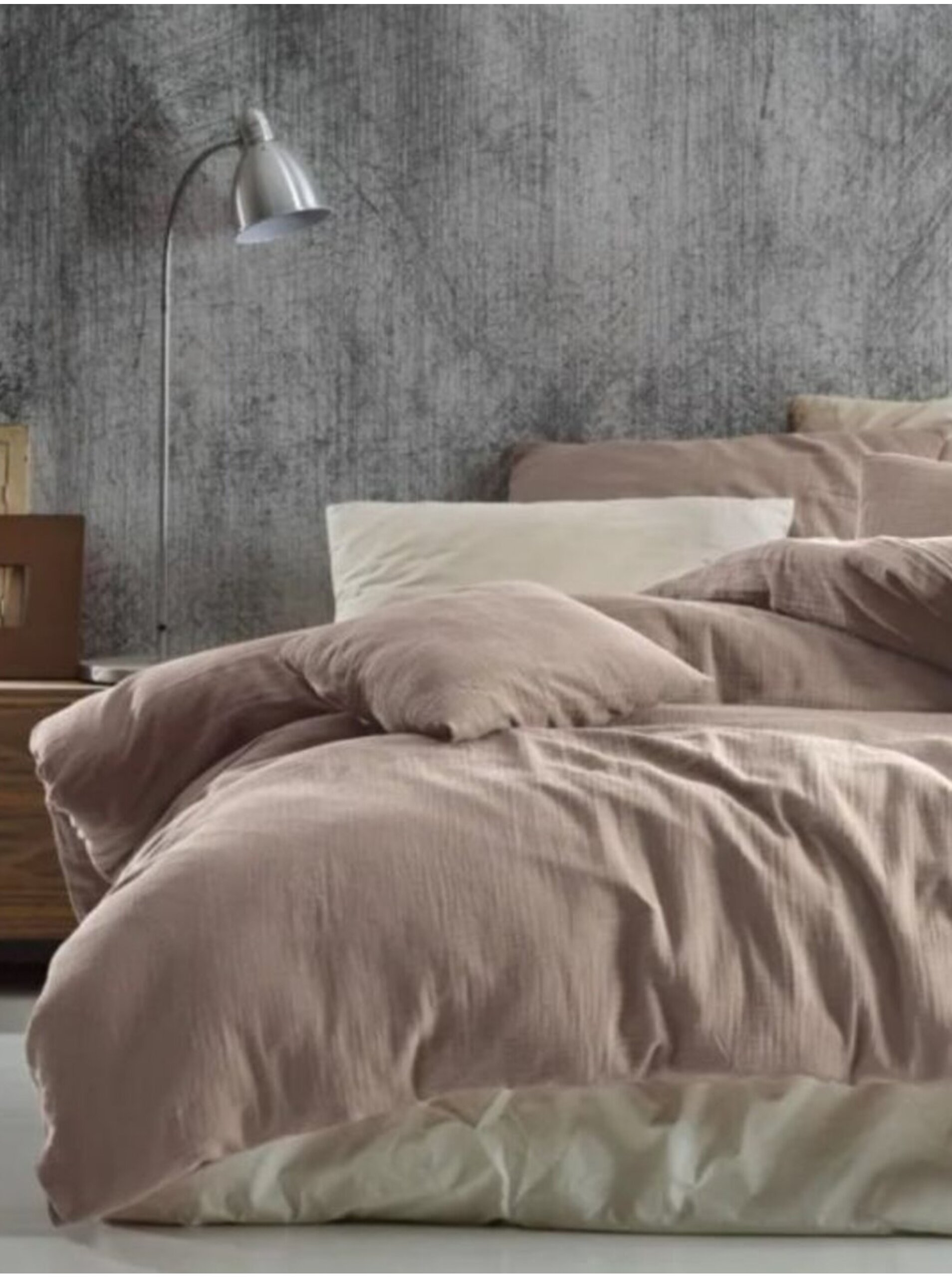 Prodloužené mušelínové povlečení 140x220, 70x90cm béžové Kvalitex