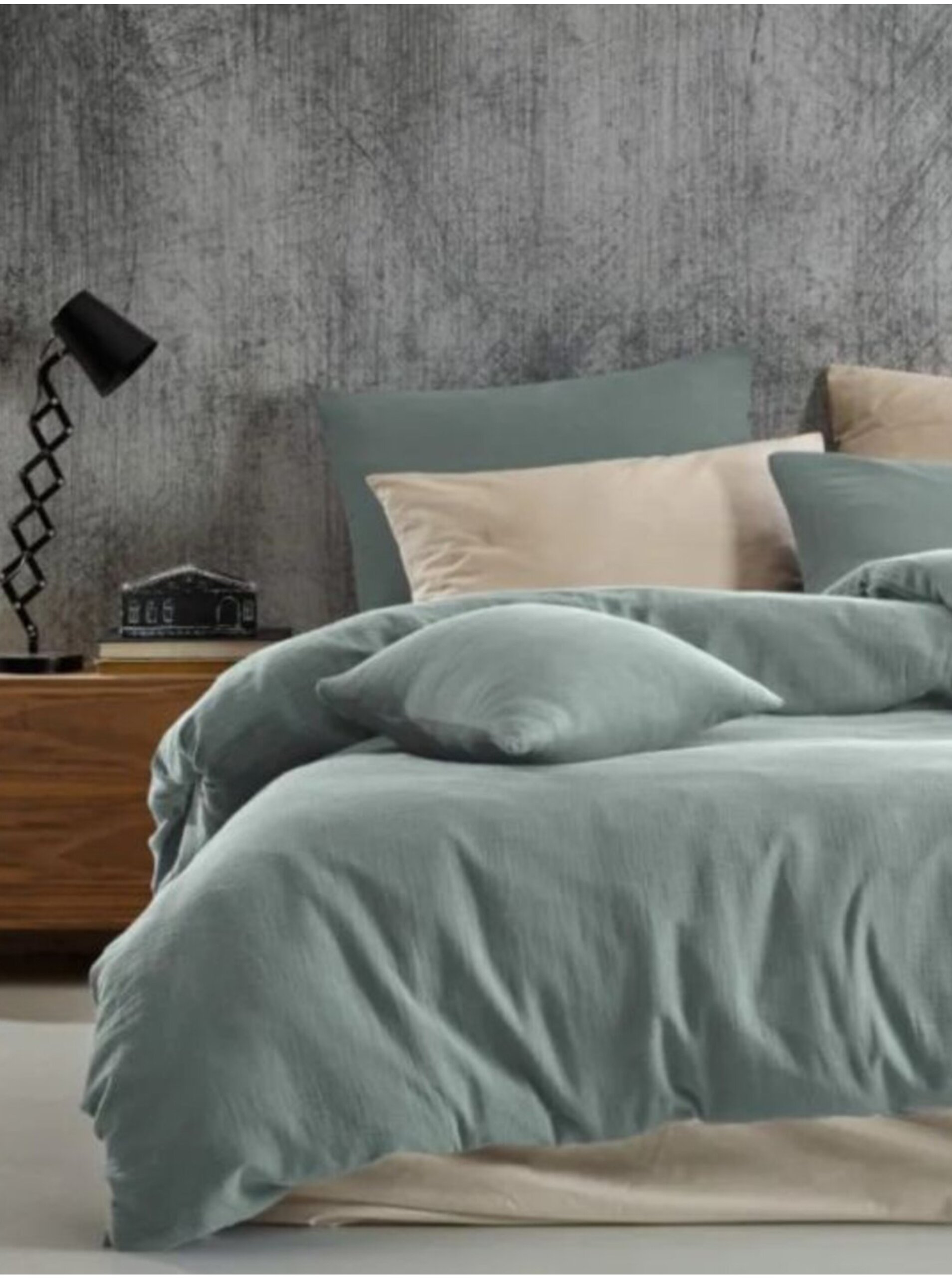 Prodloužené mušelínové povlečení 140x220, 70x90cm světle zelené Kvalitex