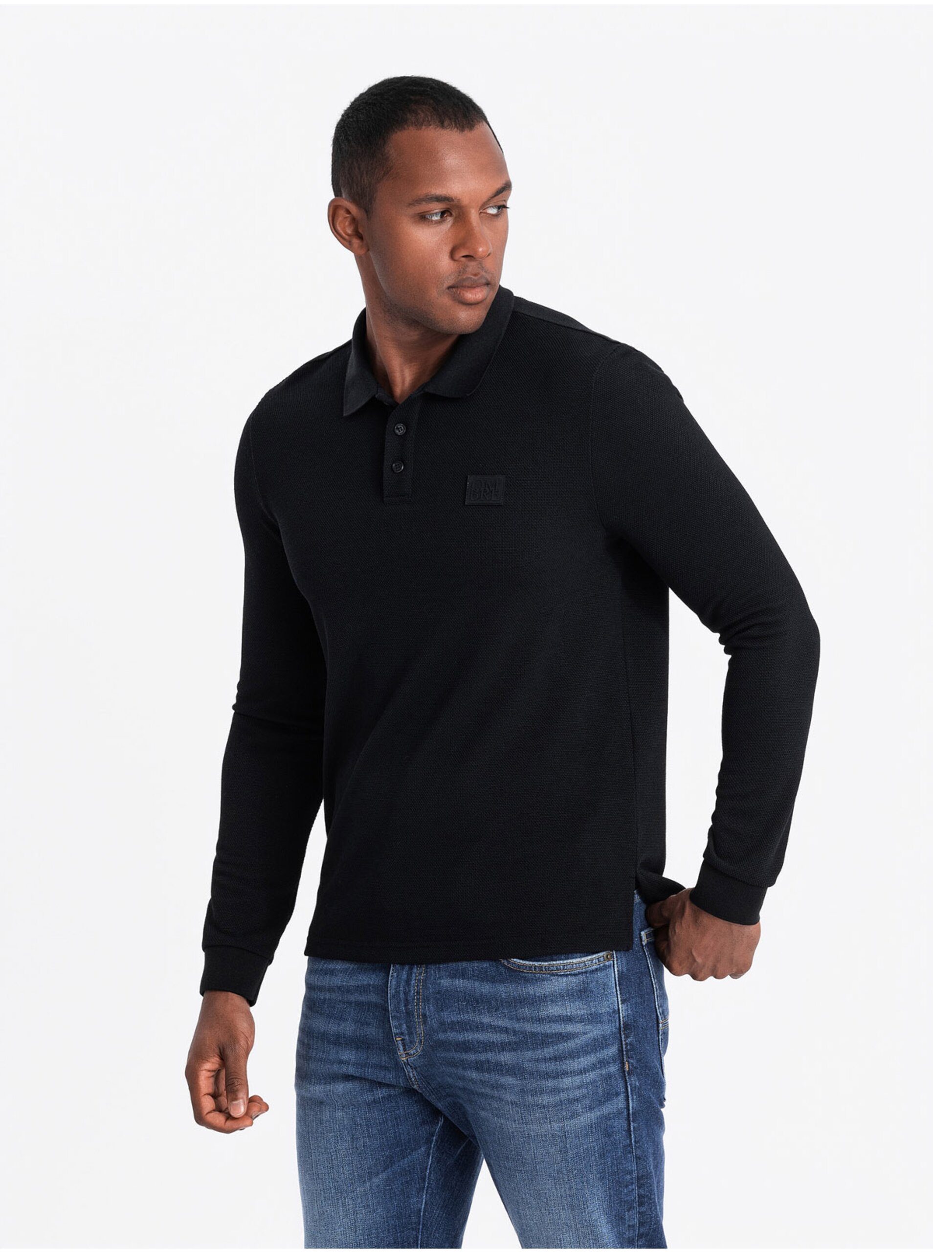 Pánské polo tričko s dlouhým rukávem Ombre Clothing