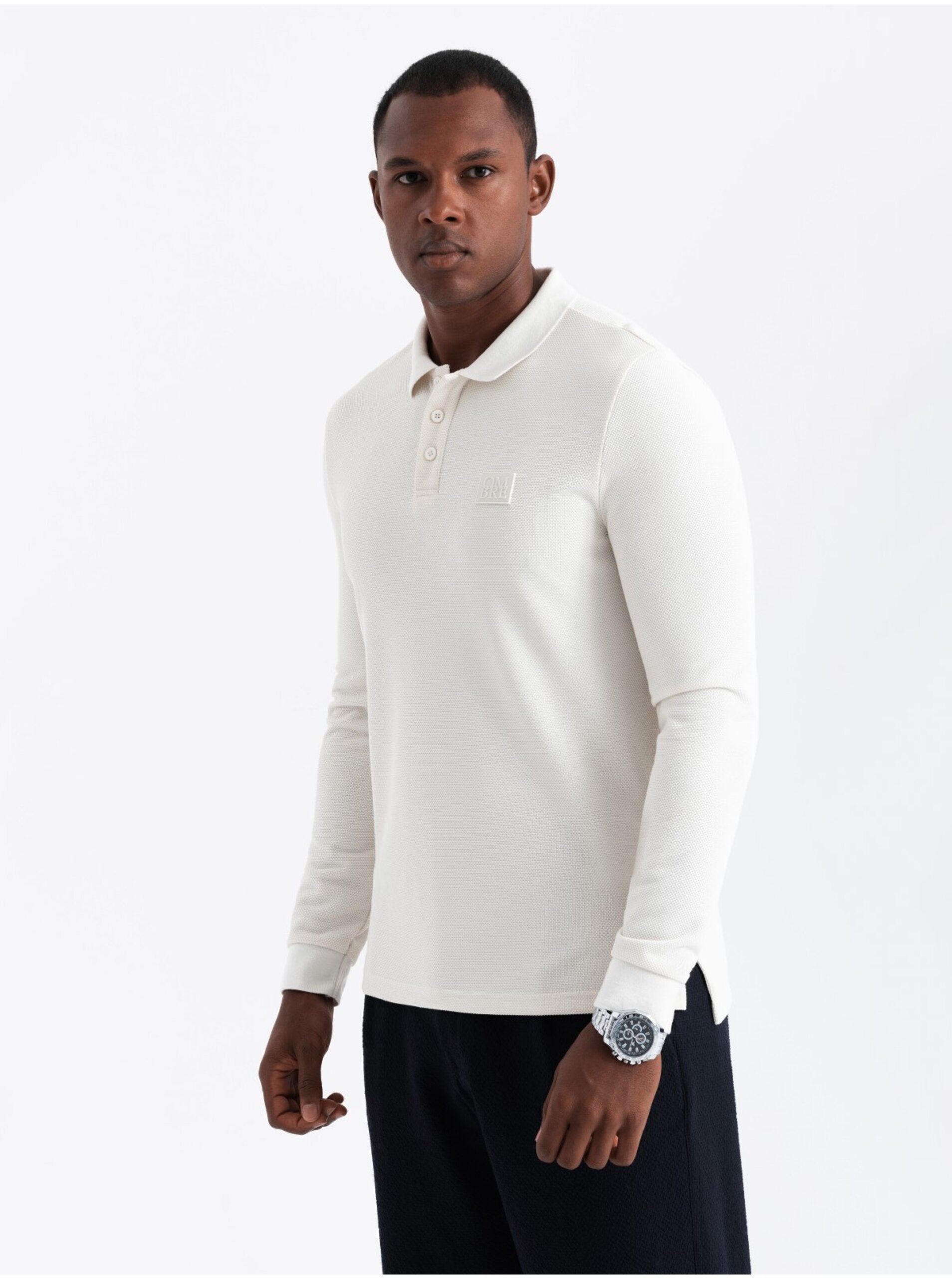 Pánské polo tričko s dlouhým rukávem Ombre Clothing