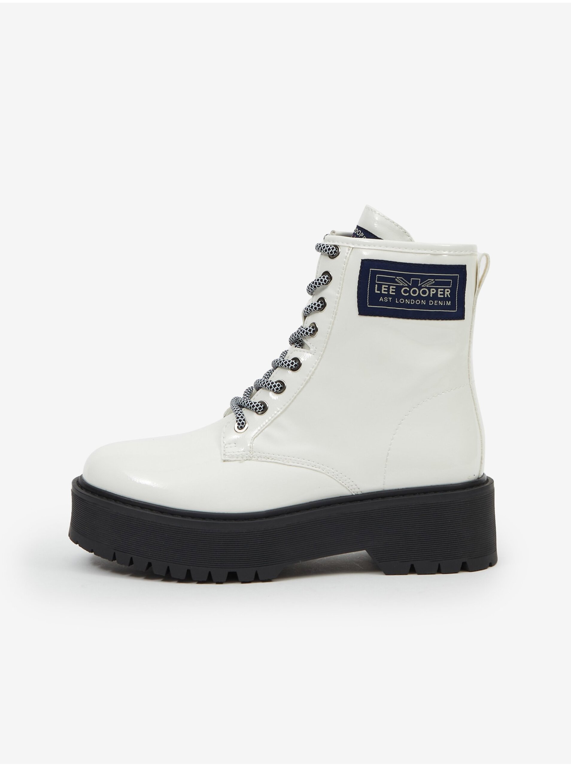 Levně Bílé dámské kotníkové boty na platformě Lee Cooper