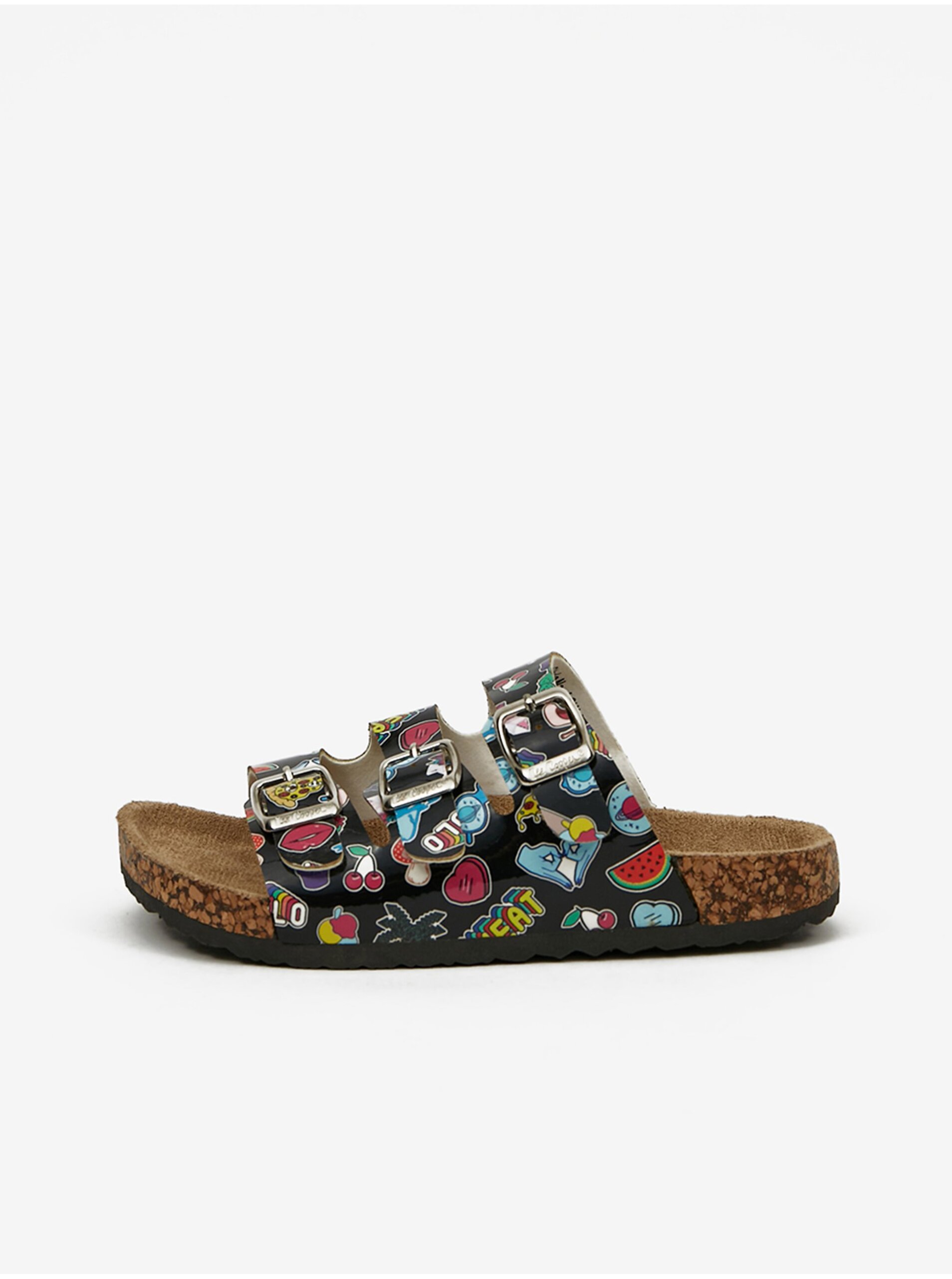 Levně Černé holčičí vzorované pantofle Lee Cooper