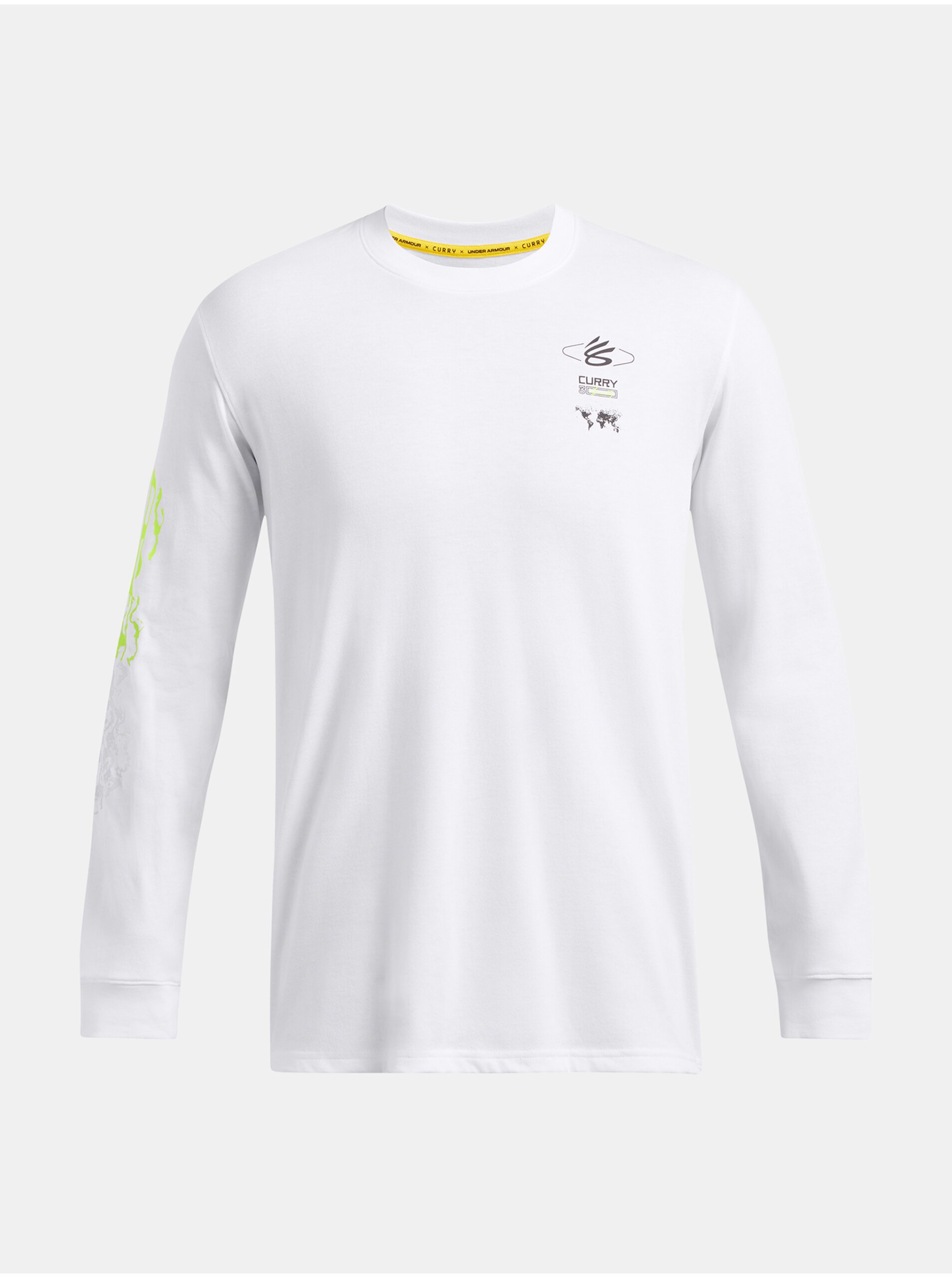 Pánské tričko Under Armour Curry HW Verbiage LS Tee-WHT