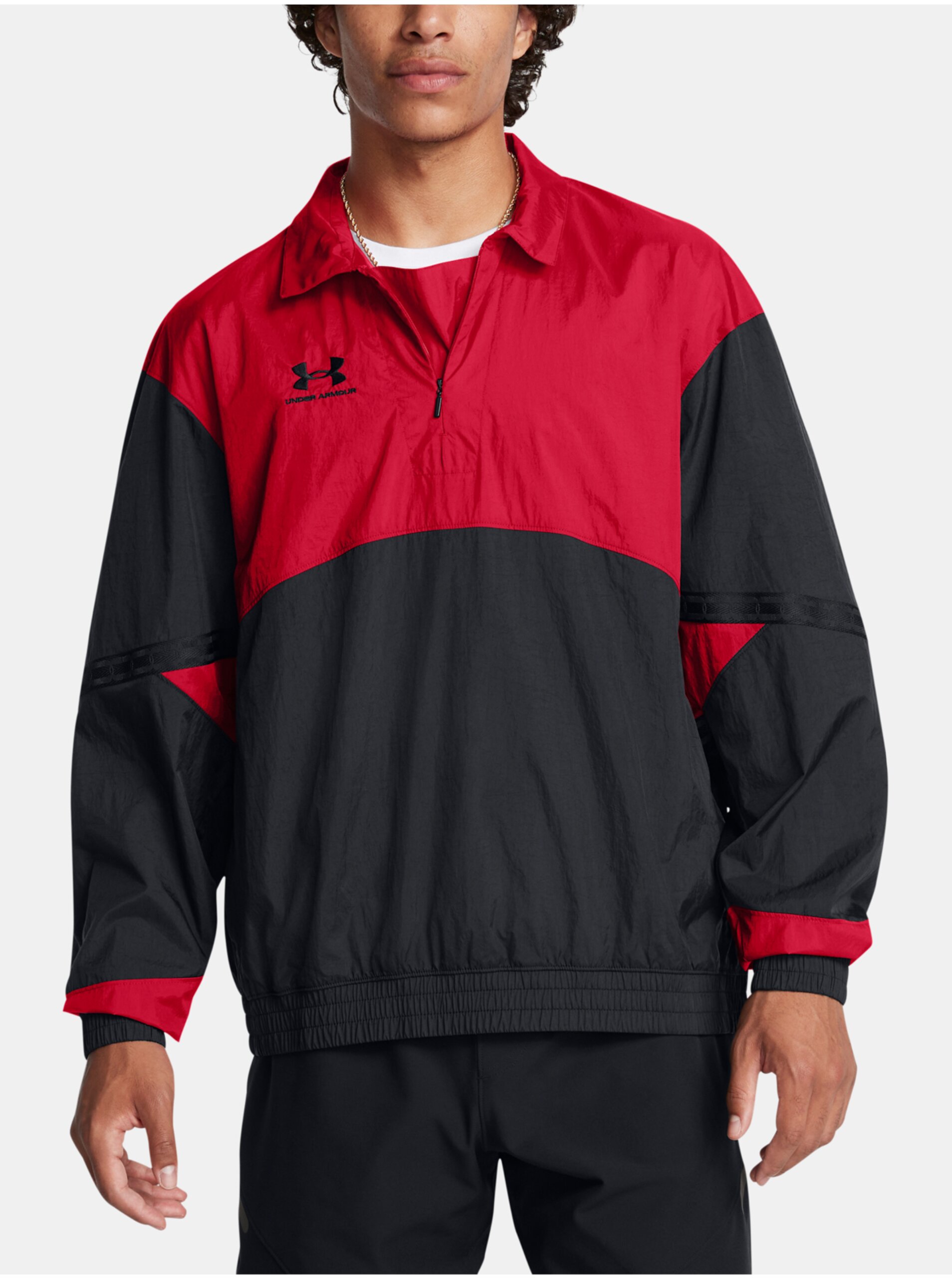 Lacno Pánska bunda Under Armour UA M's 96 Terrace Drill Top-RED