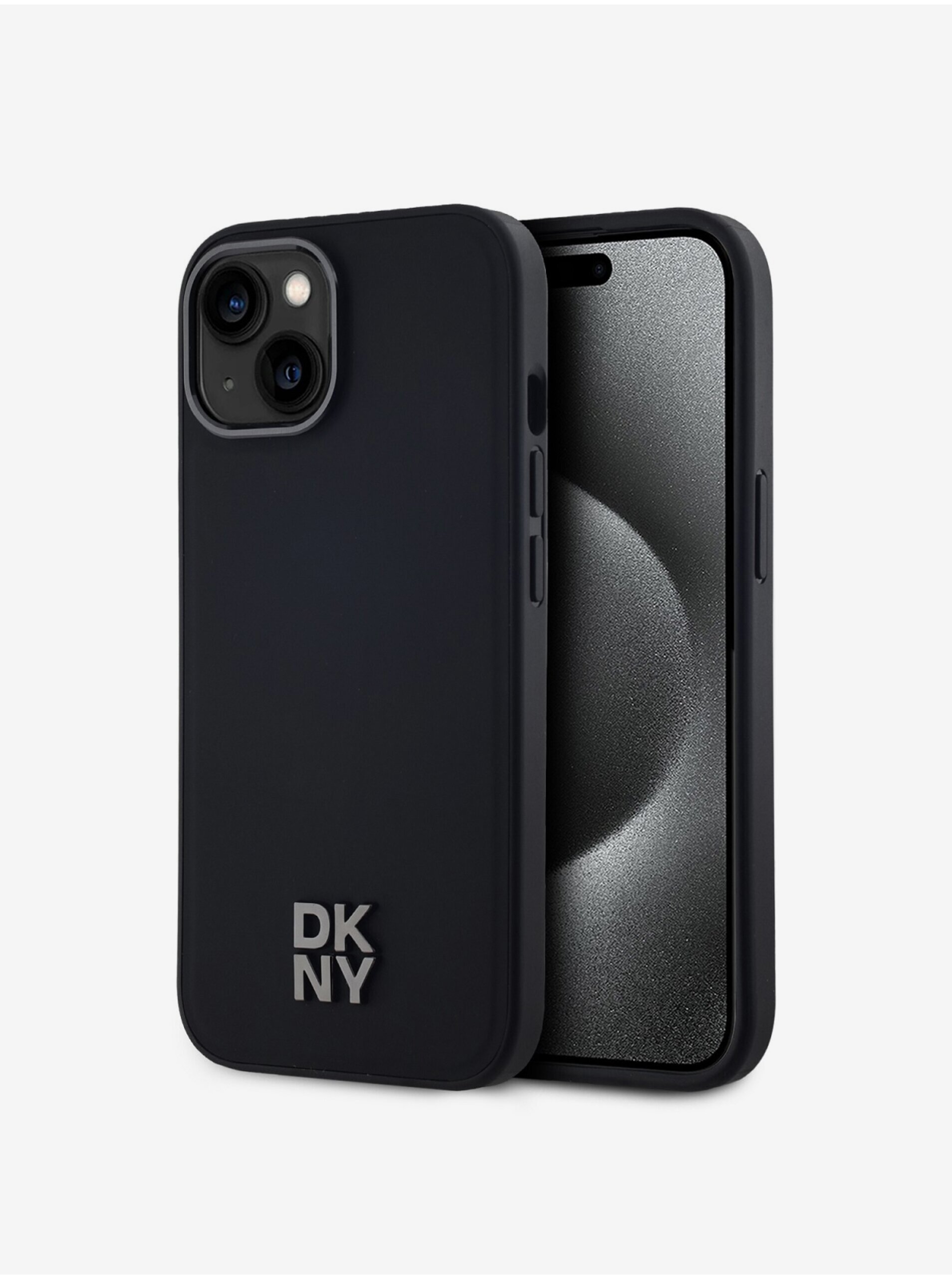 PU Leather Stack Logo Magsafe Zadní Kryt pro iPhone 15 Black DKNY