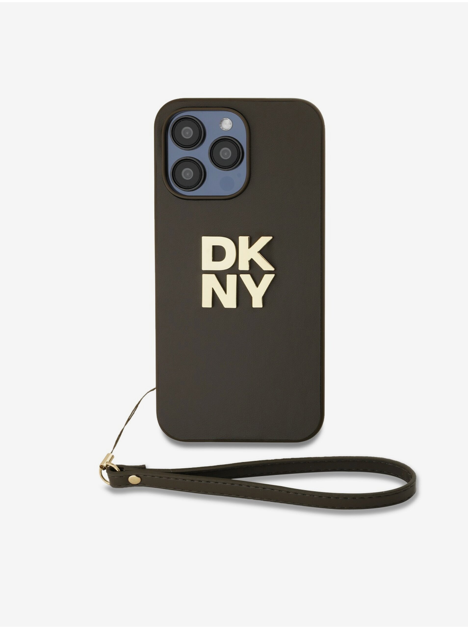 Zaní kryt DKNY PU Leather Stack Logo Wrist Strap pro Apple iPhone 14 Pro Max, zelená