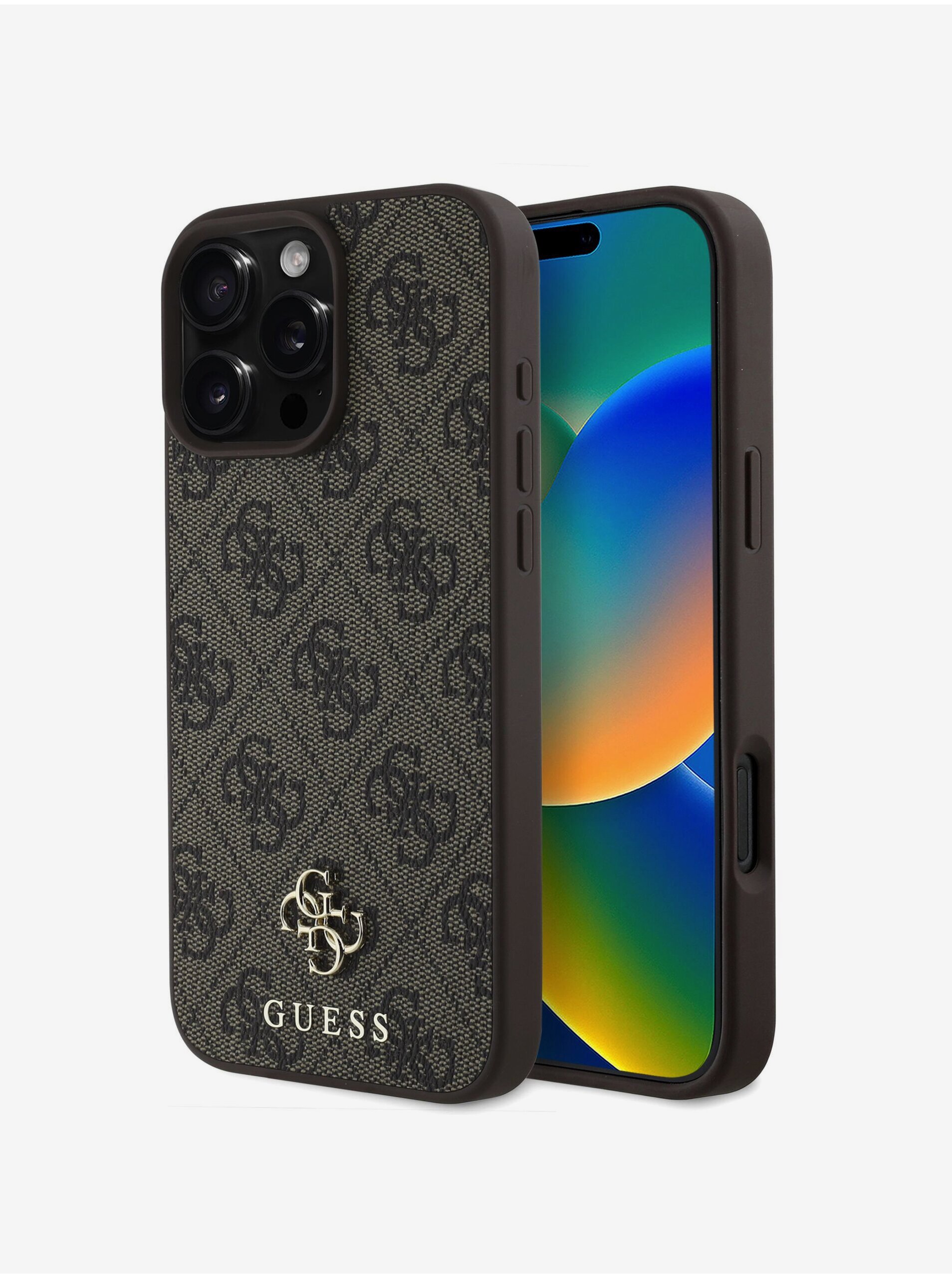 Levně Guess PU 4G Small Metal Logo MagSafe Zadní Kryt pro iPhone 16 Pro Max Brown