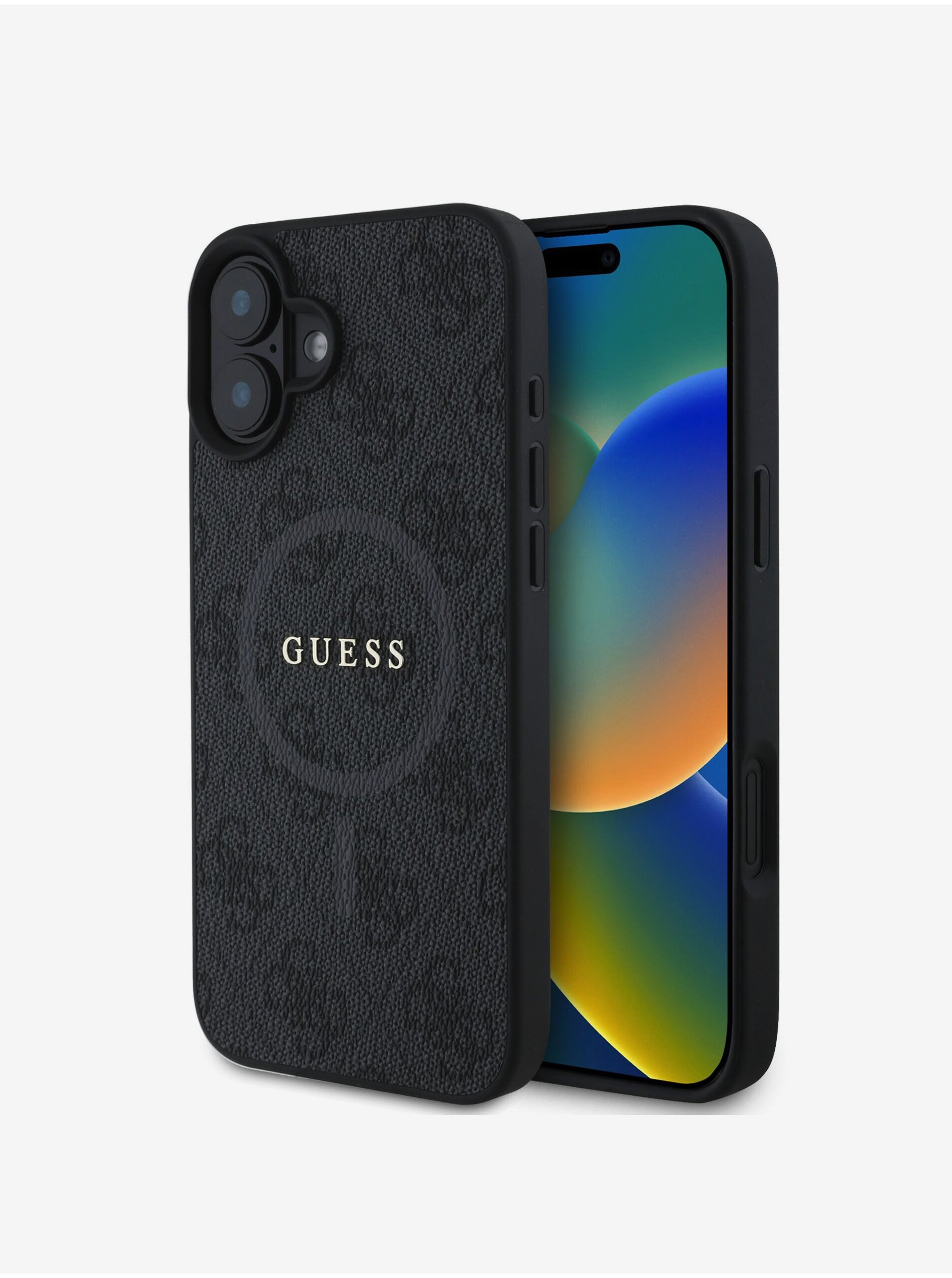 Levně Guess PU Leather 4G Colored Ring MagSafe Zadní Kryt pro iPhone 16 Black