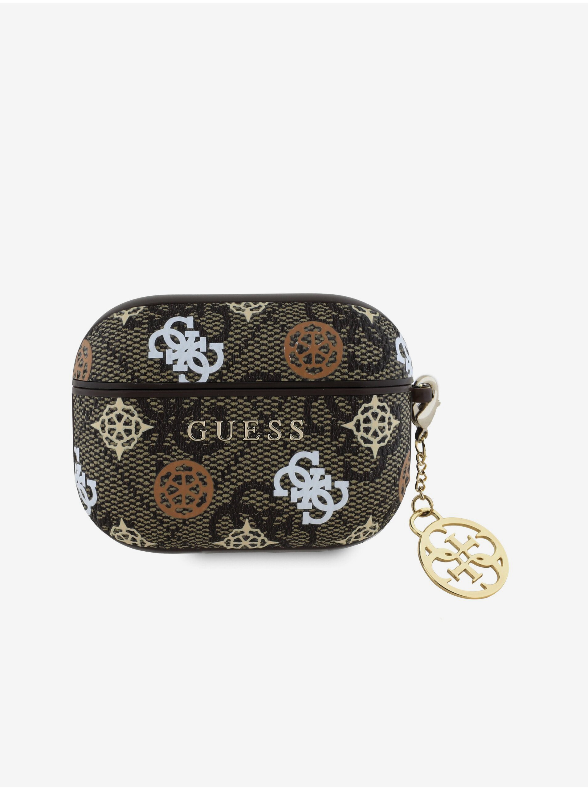 Guess PU 4G Peony Charm Pouzdro pro AirPods Pro Brown