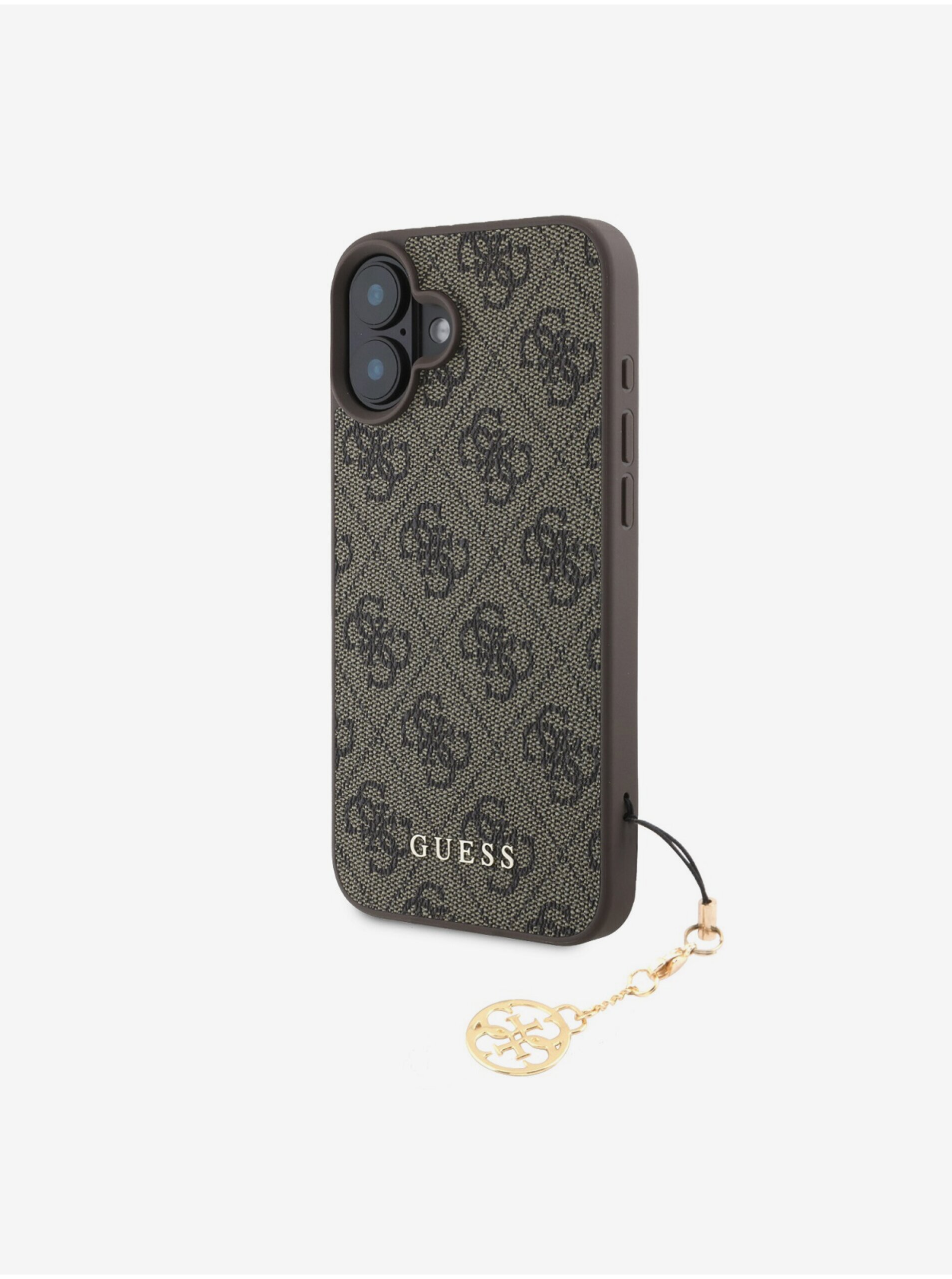 Levně Guess 4G Charm Zadní Kryt pro iPhone 16 Tone on Tone Brown