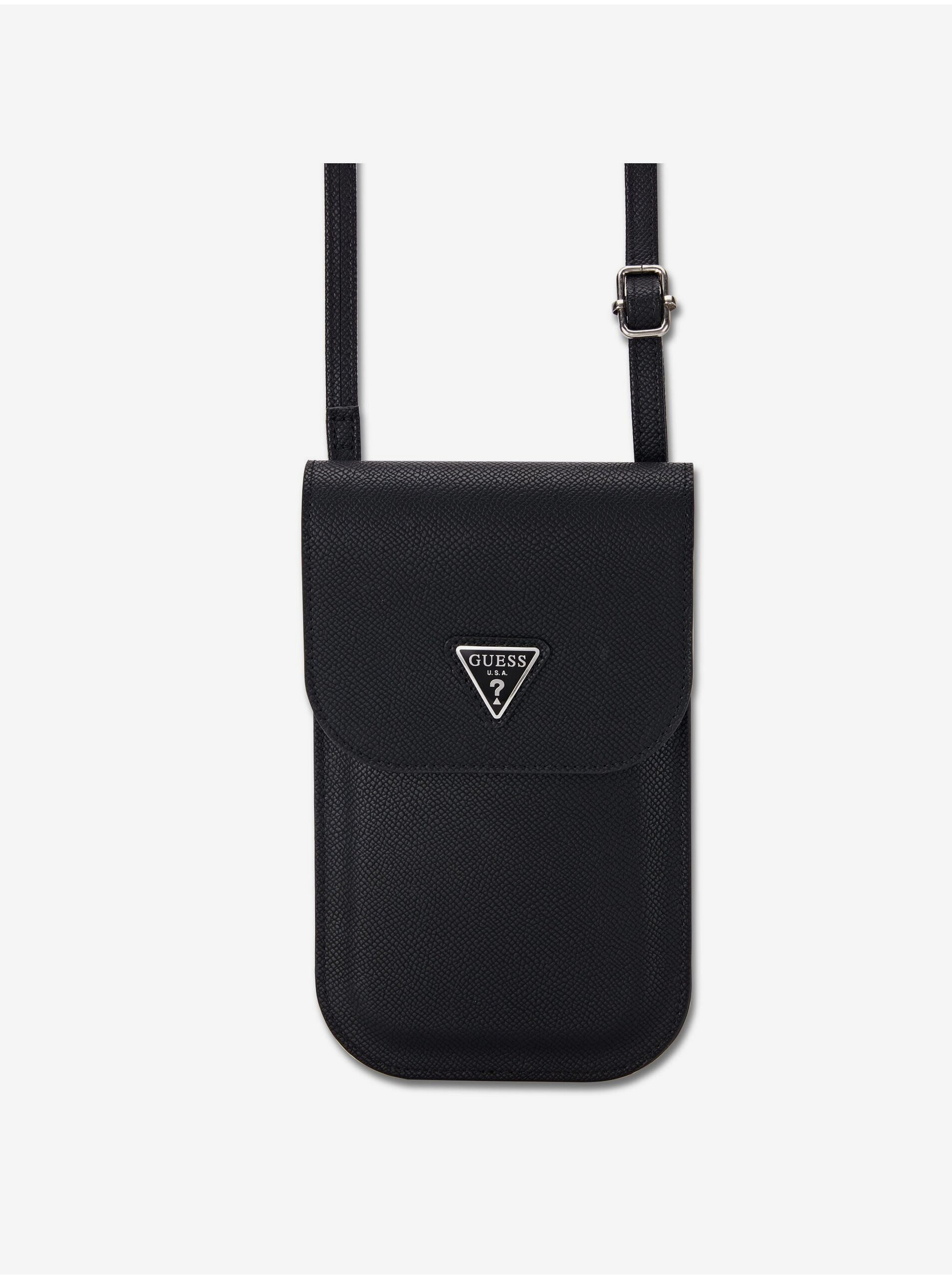 Levně Guess PU Grained Triangle Logo Taška na Telefon Black