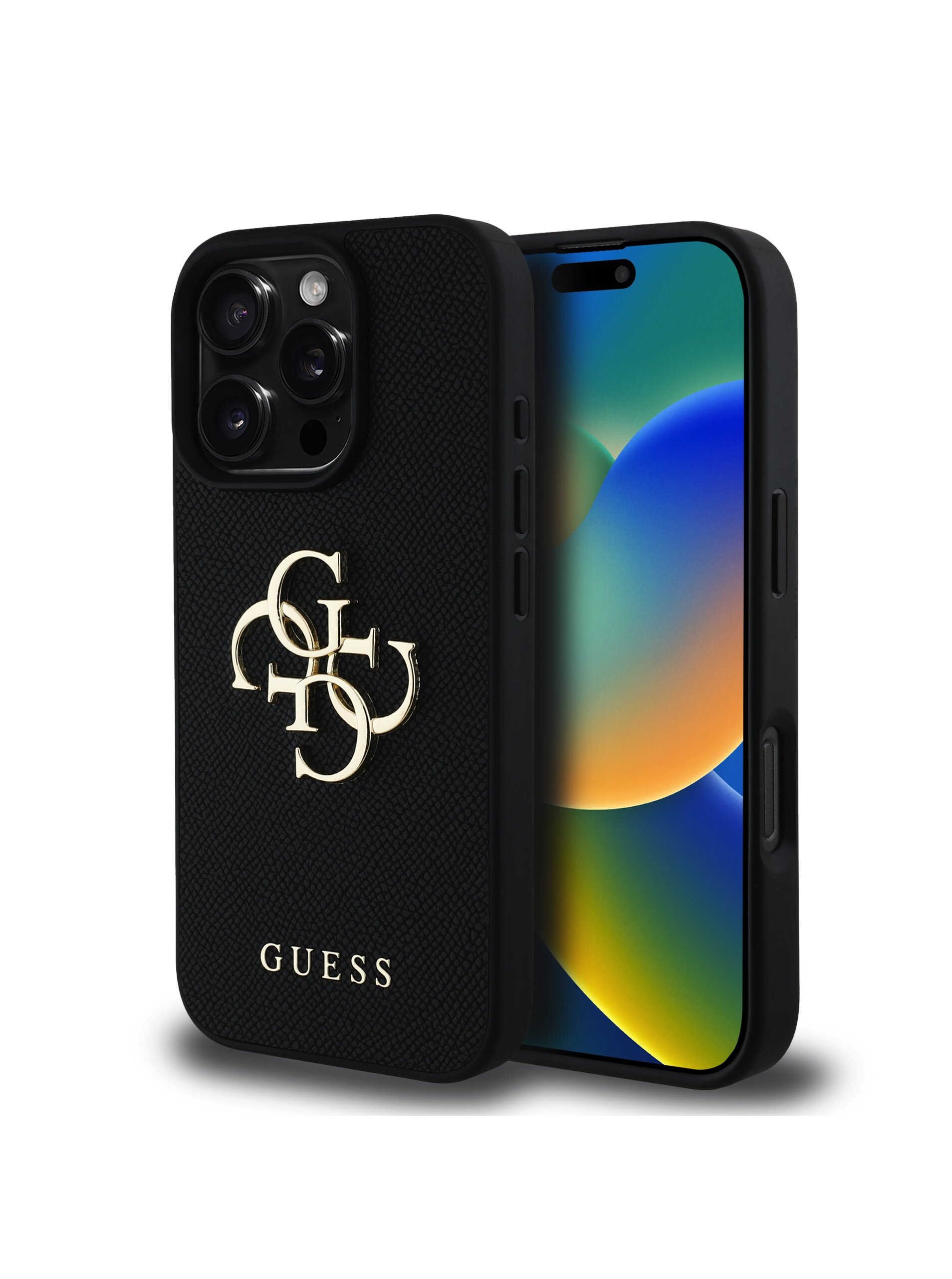 Levně Guess PU Grained 4G Metal Logo Zadní Kryt pro iPhone 16 Pro Max Black