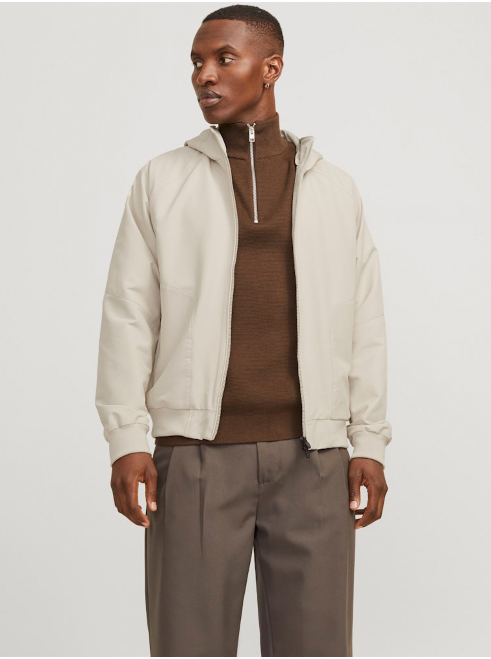 Lacno Béžová pánska bunda Jack & Jones Perfect