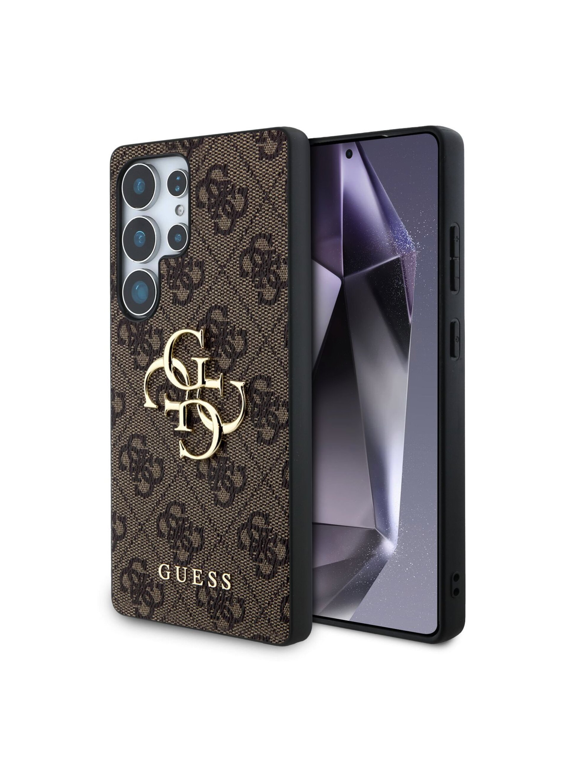 Levně Guess PU 4G Metal Logo Zadní Kryt pro Samsung Galaxy S25 Ultra Brown