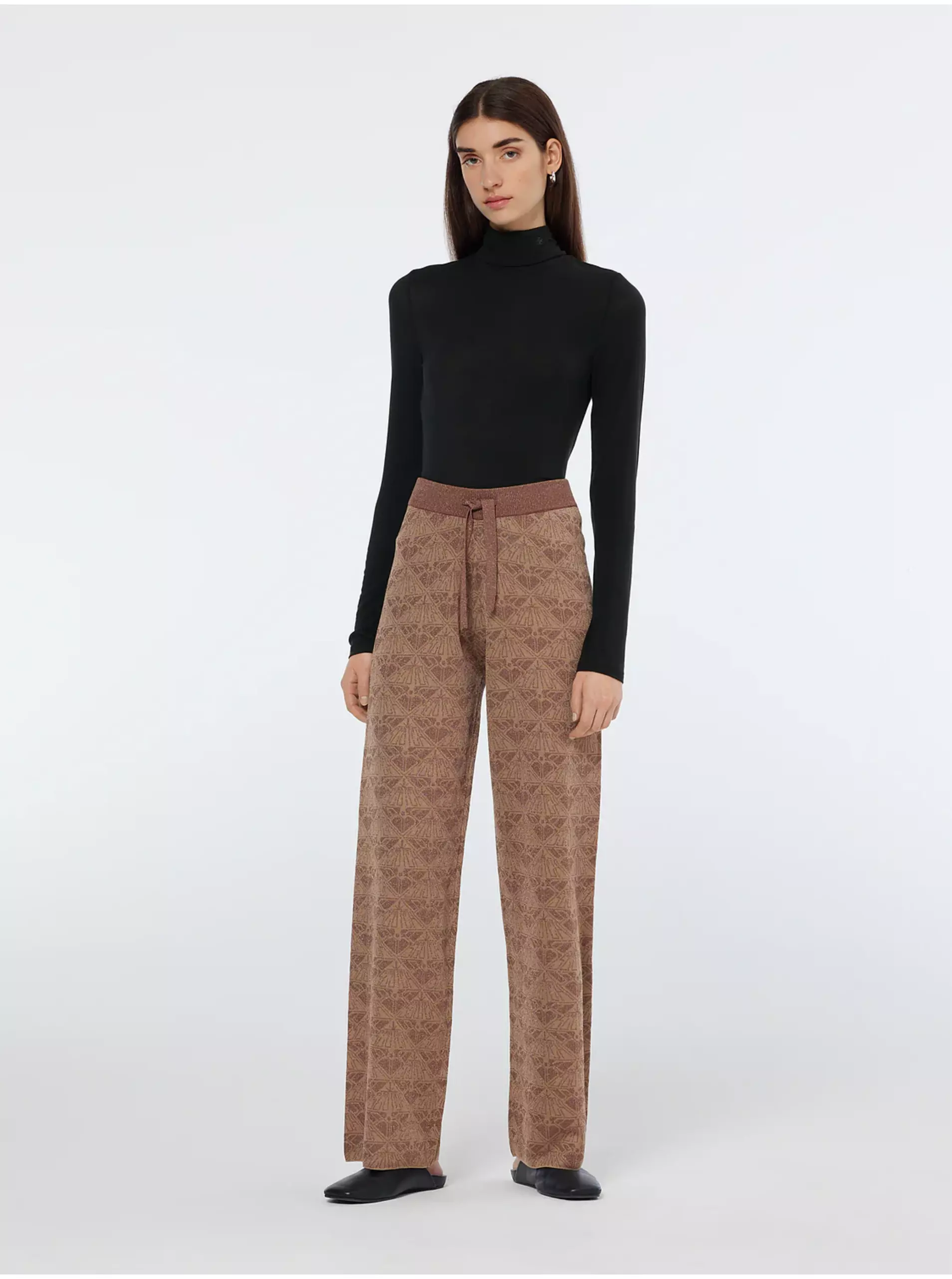 Hnědé dámské vzorované pletené kalhoty Scotch & Soda
