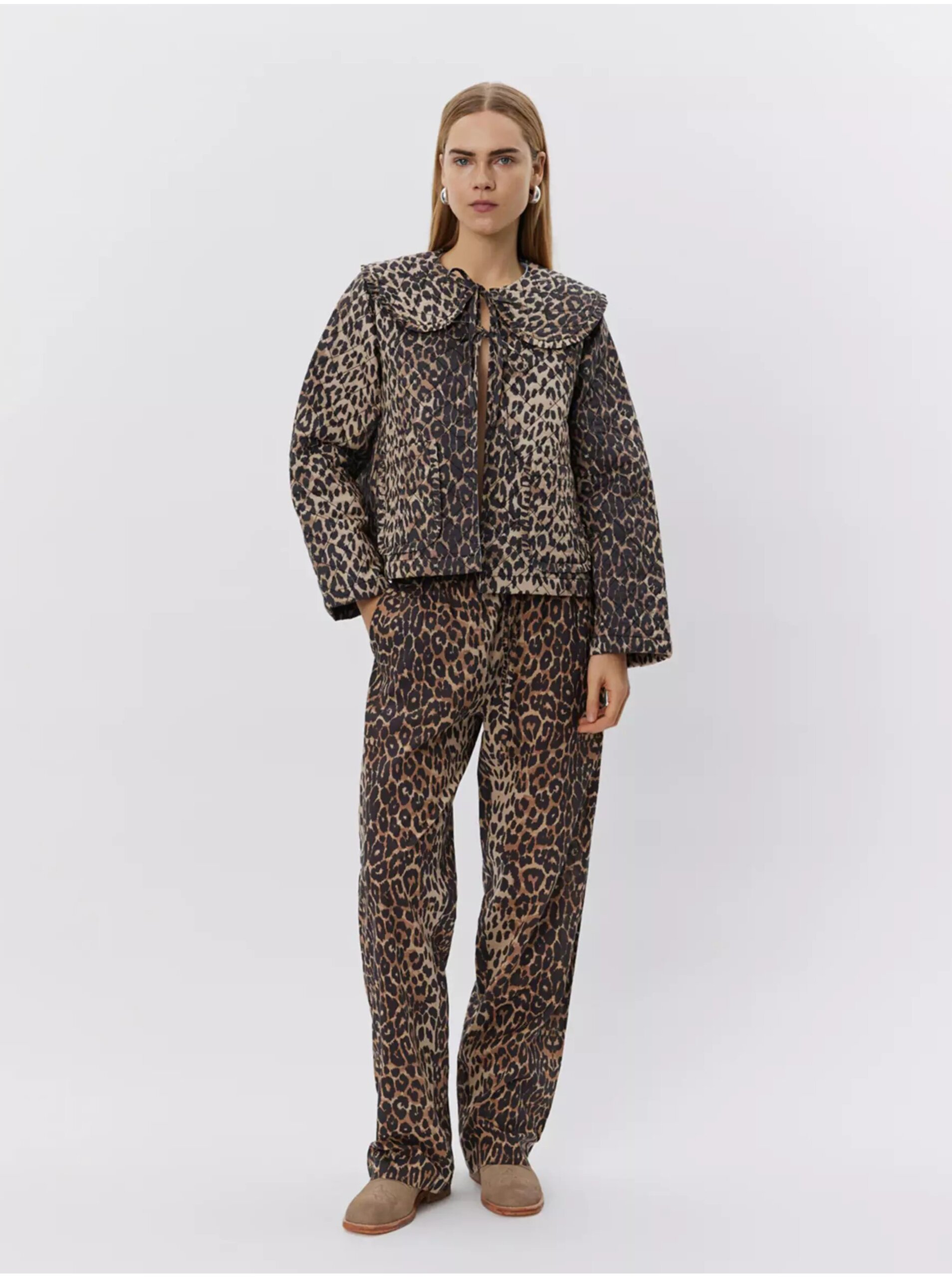 Levně Béžovo-hnědá dámská bunda s leopardím vzorem Sofie Schnoor
