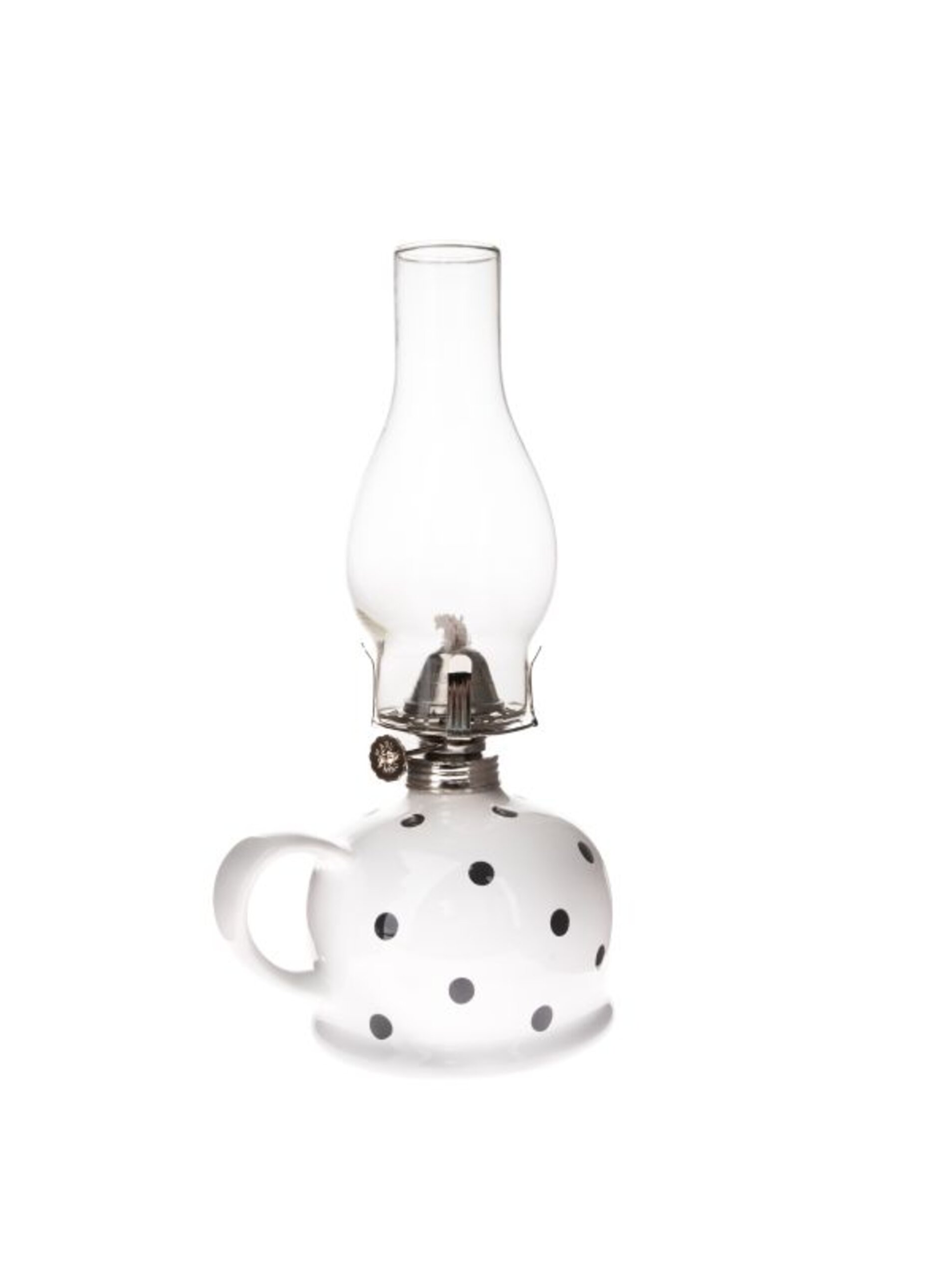 Keramická petrolejová lampa - bílá s černými puntíky, 0/9