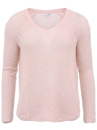 Ružový sveter s výstrihom do 