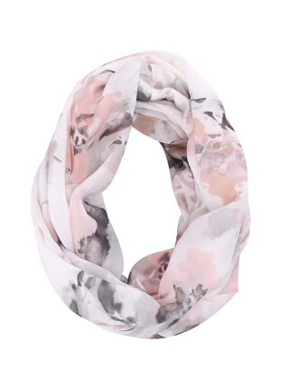 Růžovo-bílý vzorovaný dutý šátek Pieces Mary