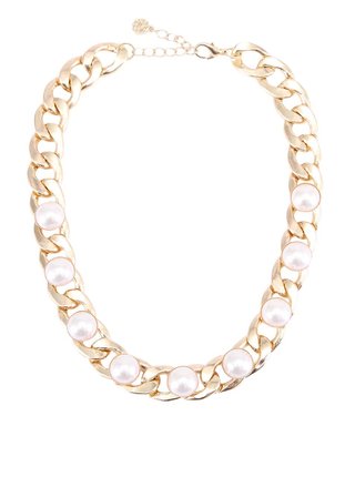 Zlatý náhrdelník s perlami Pieces Caula