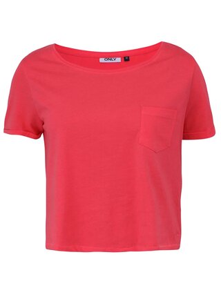 Ružové kratšie tričko s vreckom ONLY Ella