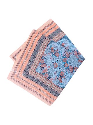 Meruňkovo-modrý vzorovaný hedvábný šátek Pieces Josselia
