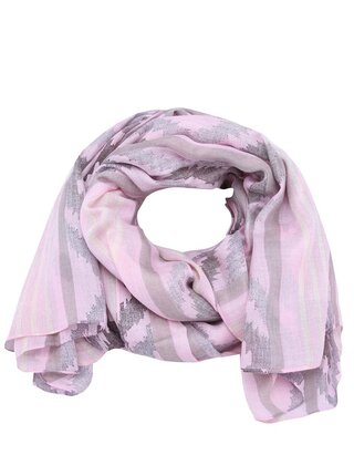 Šedo-růžový vzorovaný šátek Pieces Himpy