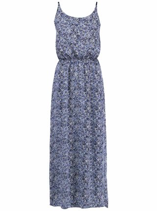 Modré dlhé šaty s kvetinovým vzorom VERO MODA Easy