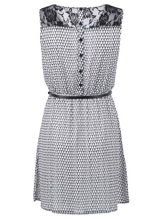 Čierno-biele vzorované šaty s čipkou ONLY Lia Lace