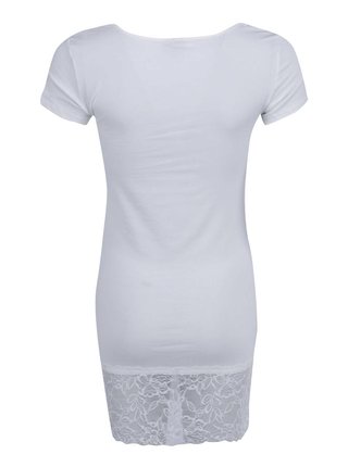 Biele dlhšie tričko s čipkovaným lemom VERO MODA Maxi My