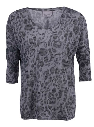 Sivé voľnejšie tričko s leopardím vzorom VERO MODA Anna